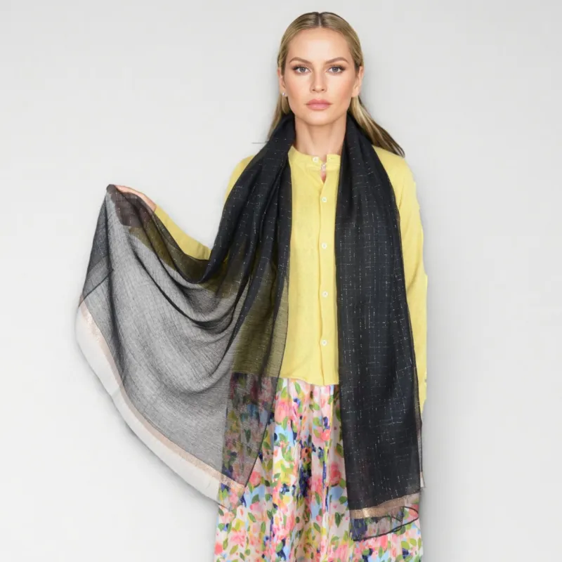Anna-Kaci Women's Lightweight Sheer Scarf with Subtle Metallic Thread Detail Elegant Long Wrap Accessory sold by Anna-Kaci