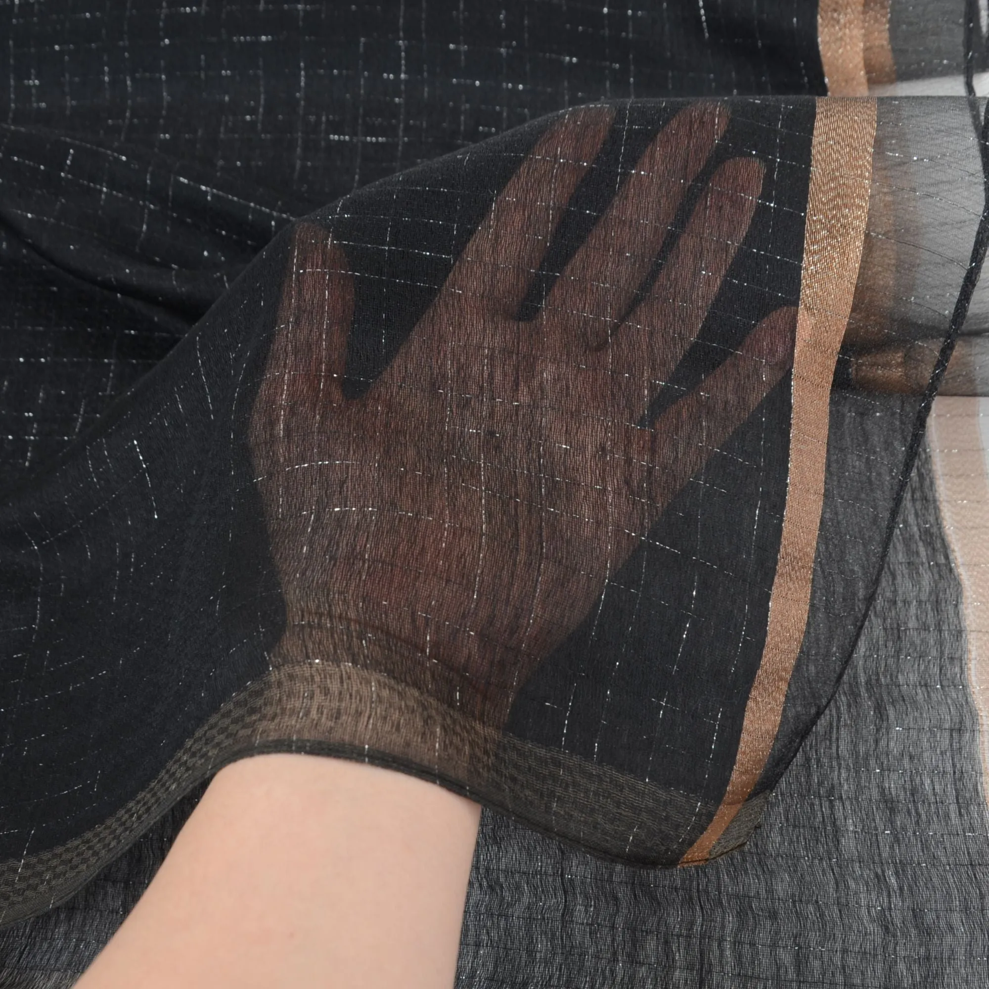 Anna-Kaci Women's Lightweight Sheer Scarf with Subtle Metallic Thread Detail Elegant Long Wrap Accessory sold by Anna-Kaci product image thumbnail 5