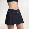 Anna-Kaci Women's V Crossover Waist Tennis Skort with Built-In Shorts and White Trim Detail sold by Anna-Kaci