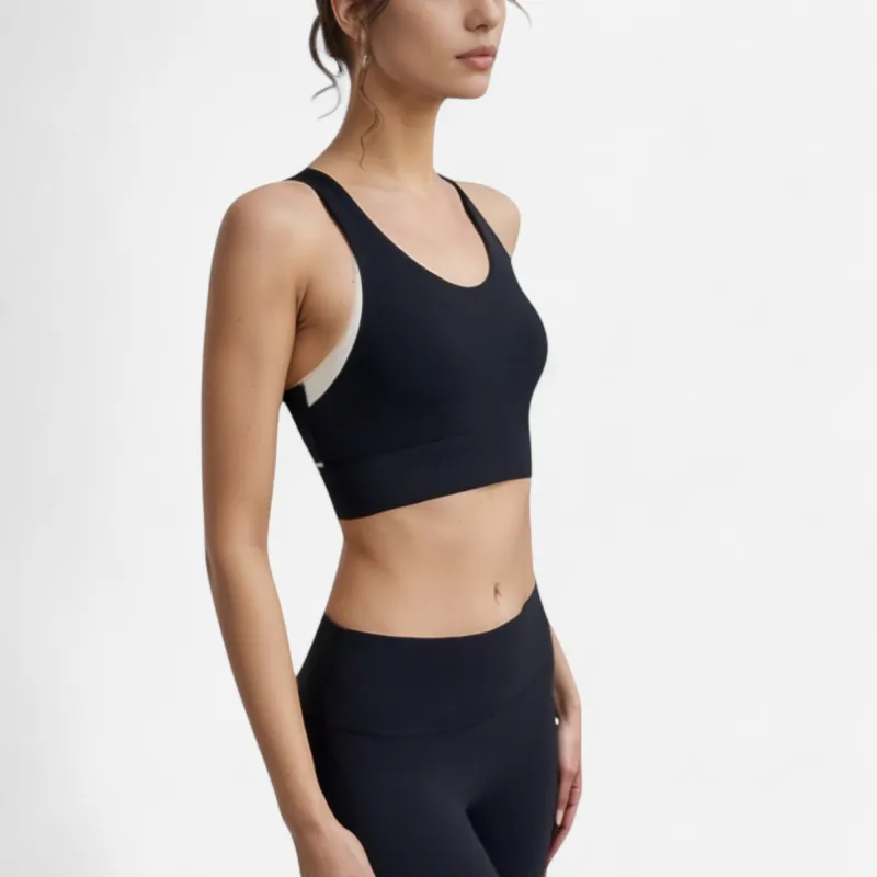 Anna-Kaci Women's Scoop Neck Sports Bra with Wide Shoulder Straps and Elastic Band for Medium Support made by Anna-Kaci
