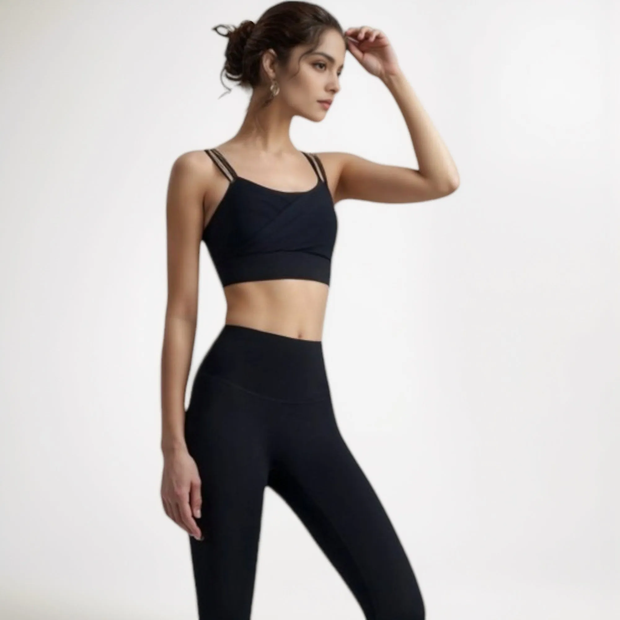 Anna-Kaci Women's Crisscross Sports Bra with Double Strap Design and Ruched Front Detail for Active Comfort sold by Anna-Kaci product image thumbnail 3