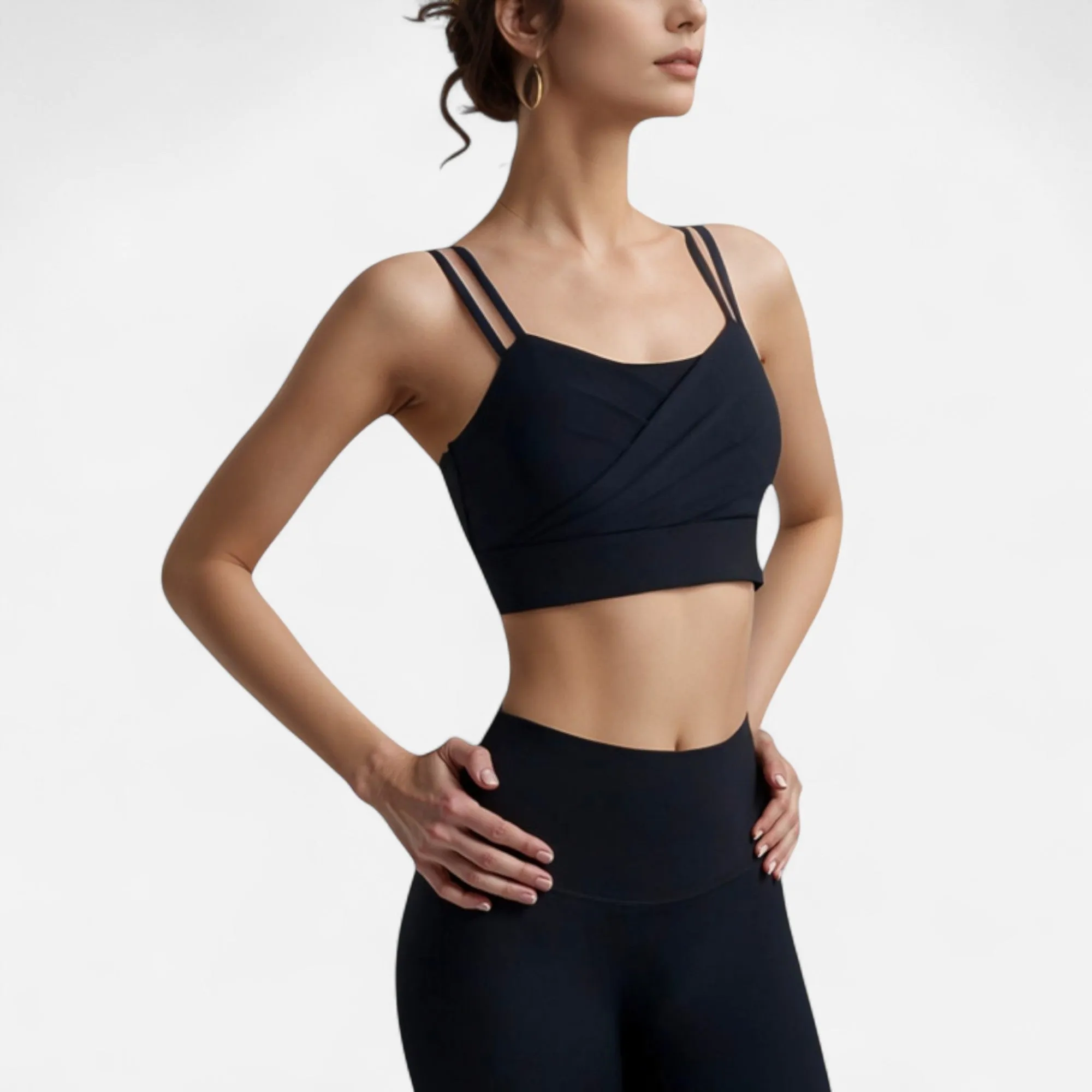 Anna-Kaci Women's Crisscross Sports Bra with Double Strap Design and Ruched Front Detail for Active Comfort sold by Anna-Kaci