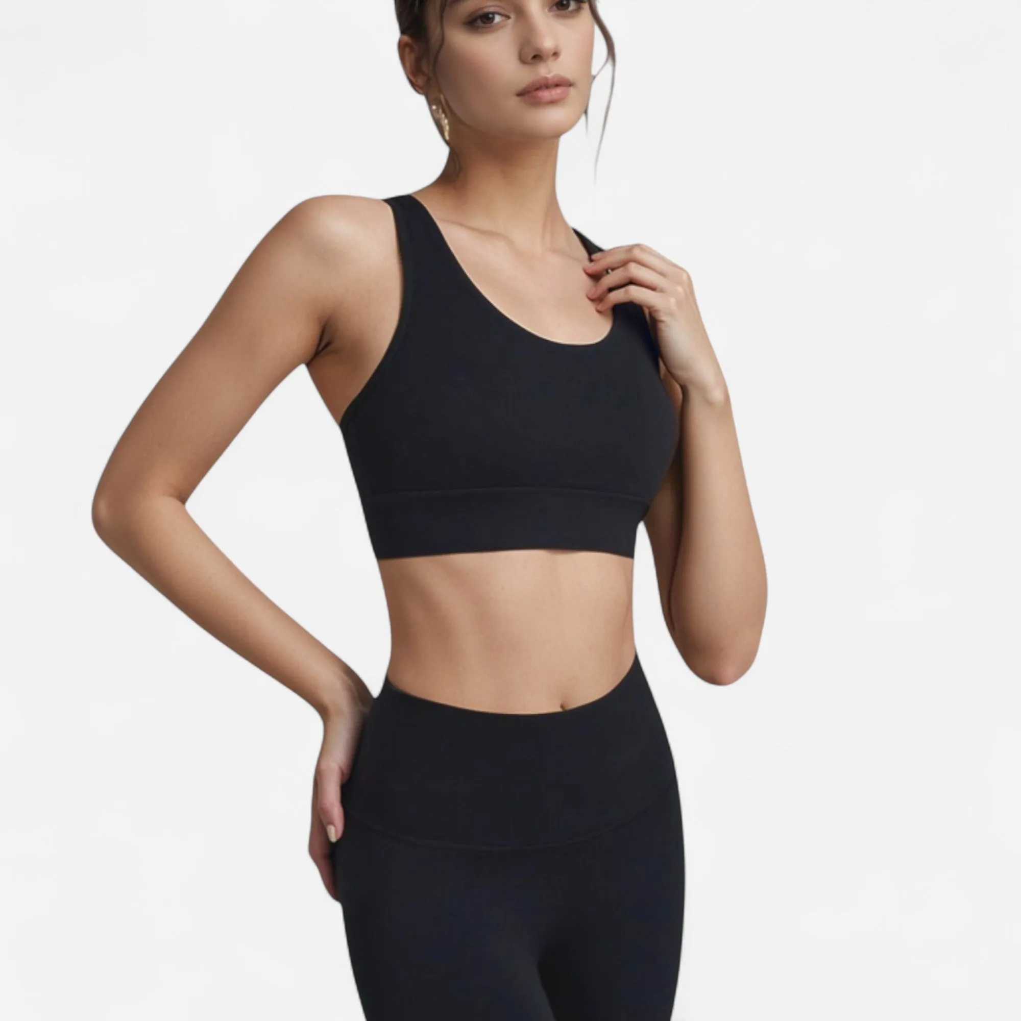 Anna-Kaci Women's Scoop Neck Sports Bra with Wide Shoulder Straps and Elastic Band for Low to Medium Support sold by Anna-Kaci