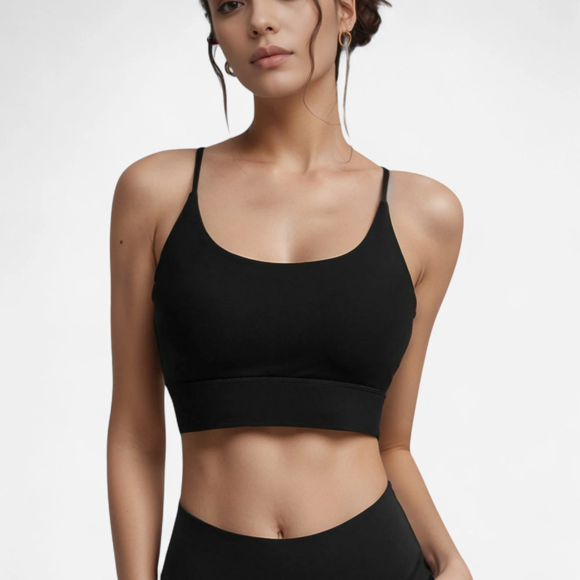 Anna-Kaci Women's Scoop Neck Sports Bra with Thin Adjustable Straps and Wide Elastic Band for Comfortable Light Support sold by Anna-Kaci