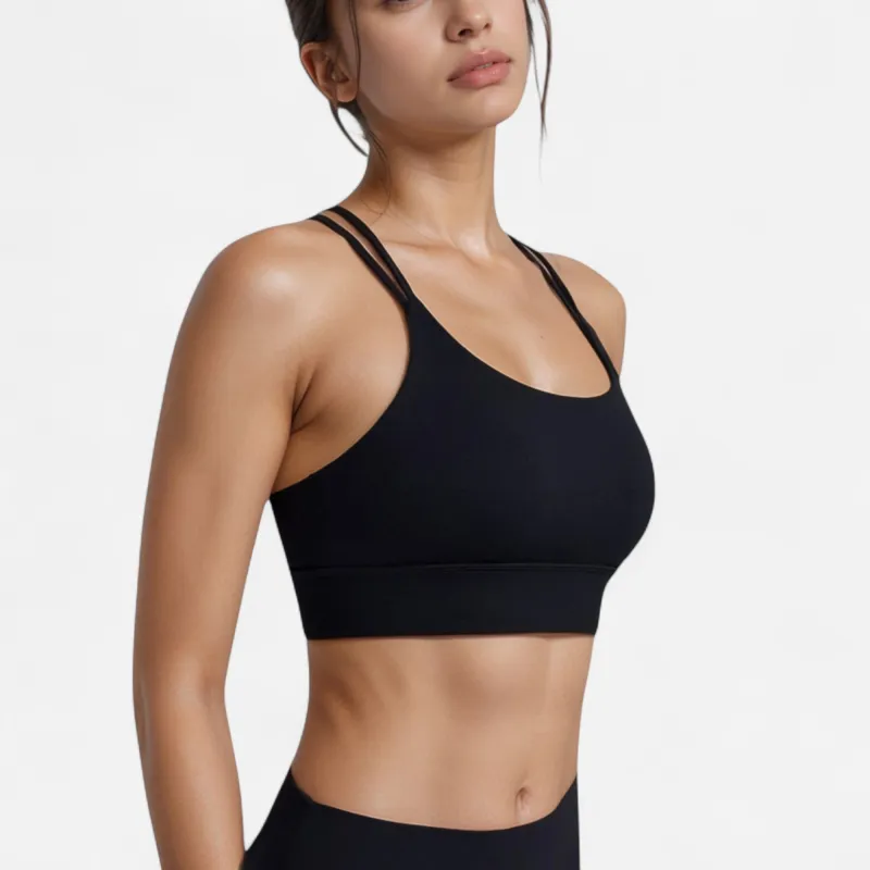 Anna-Kaci Women's Strappy Sports Bra with Scoop Neckline and Double Strap Detail for Flexible Low to Medium Impact Support made by Anna-Kaci