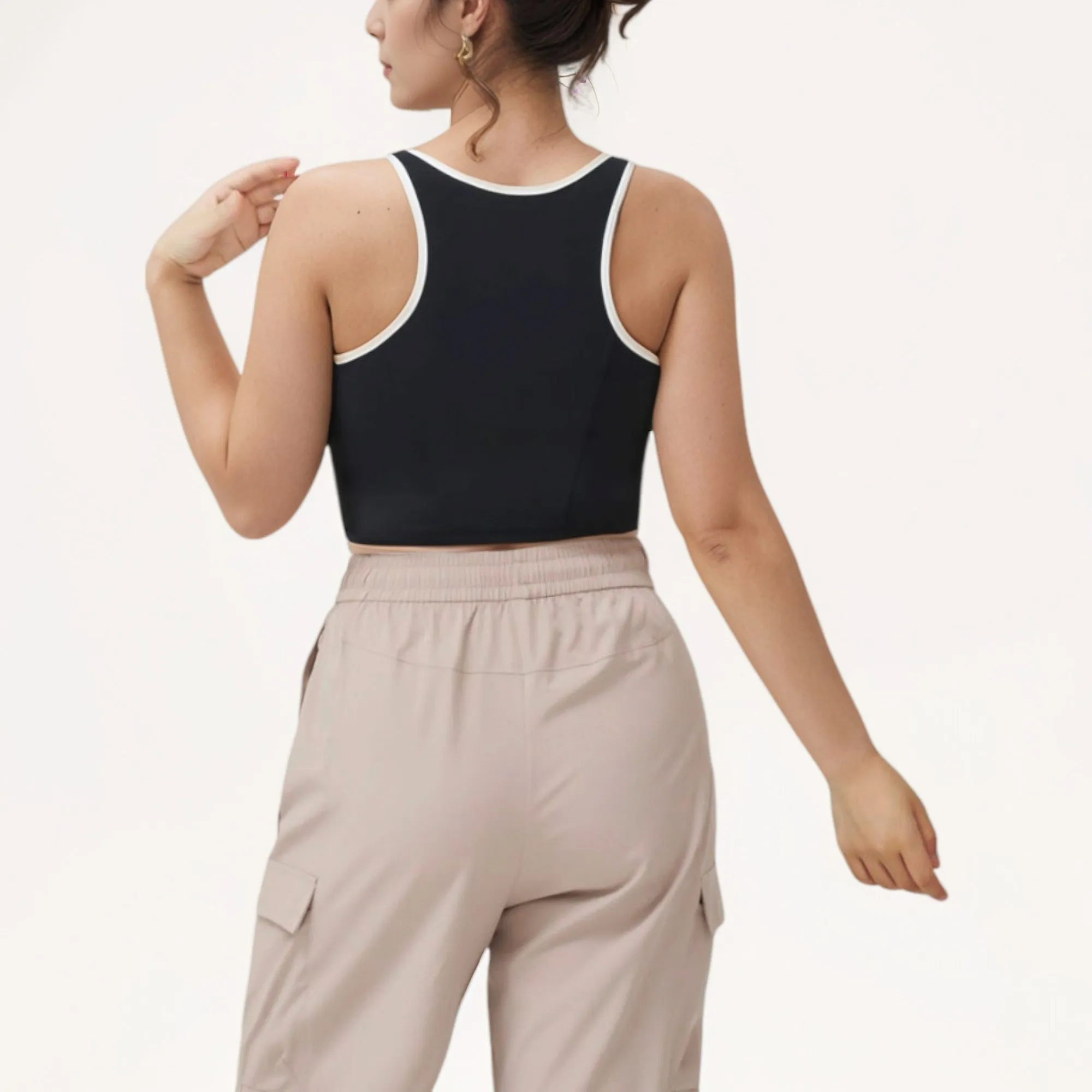 Anna-Kaci Women's Cropped Tank Top with Contrast Trim and Lace-Up Front Detail sold by Anna-Kaci product image thumbnail 5