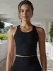 Women's Seamless Racerback Crop Top with High Neckline for Activewear sold by Anna-Kaci