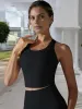 Women's Seamless Racerback Crop Top with High Neckline for Activewear sold by Anna-Kaci