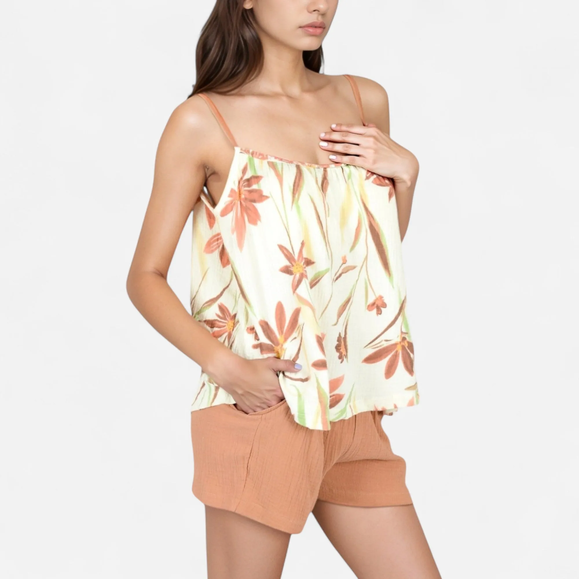 Anna-Kaci Lounge Women's Floral Print Sleepwear Set with Spaghetti Strap Tank and Solid Elastic Waist Shorts sold by Anna-Kaci