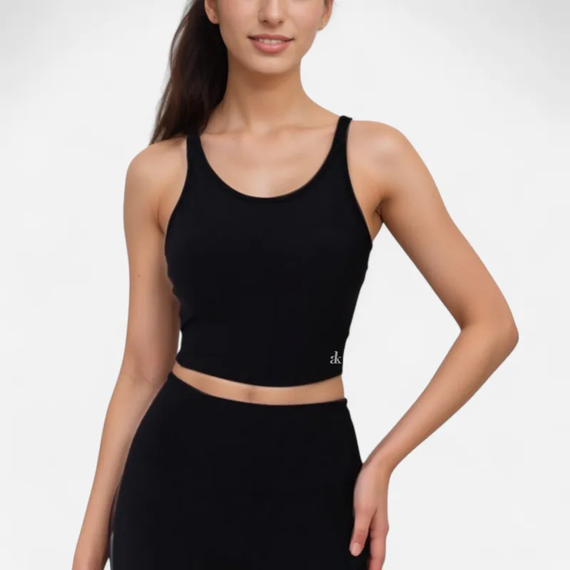 Anna-Kaci Active Women's Scoop Neck Cropped Activewear Tank Top with Wide Straps and Clean Hem Detail sold by Anna-Kaci