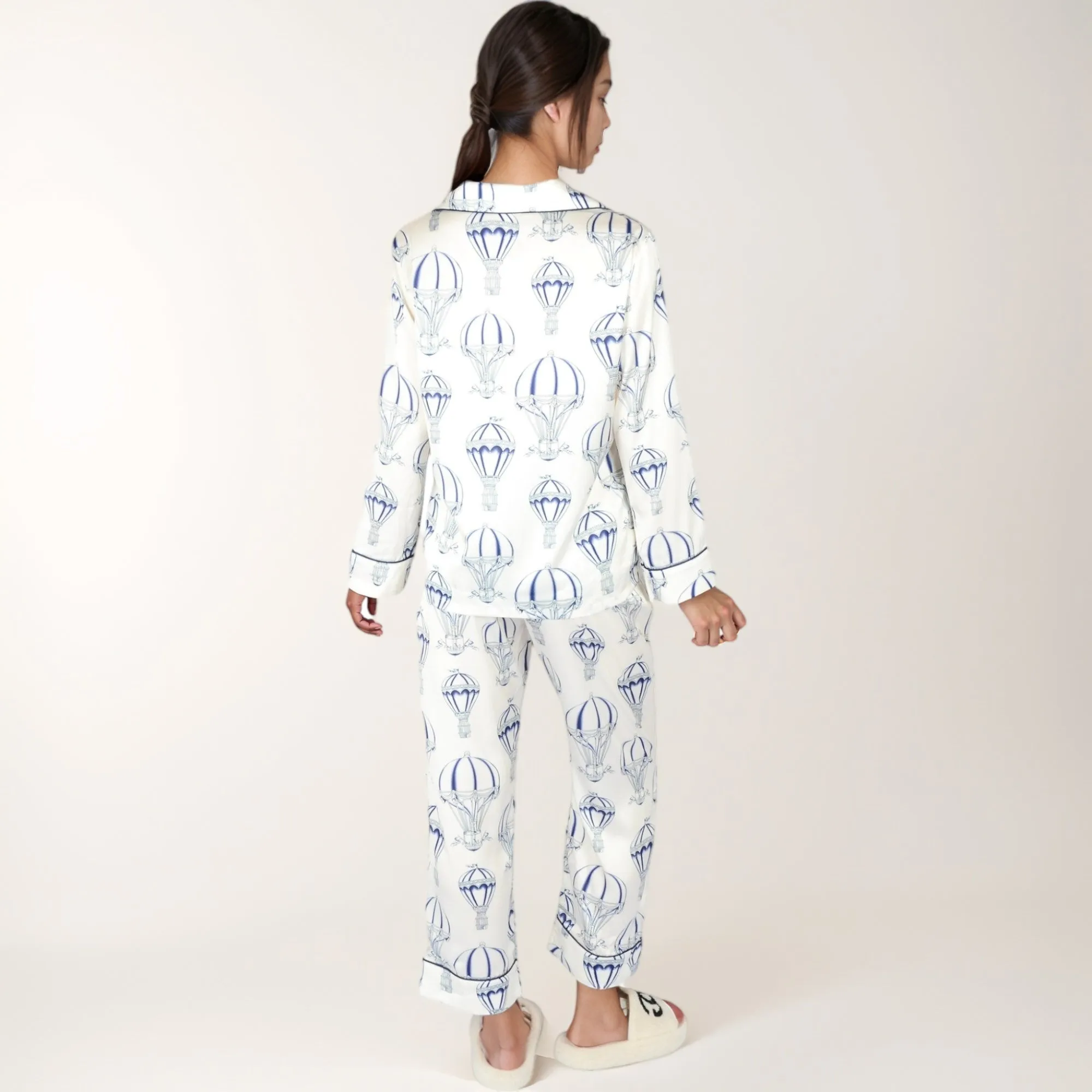 Anna-Kaci Lounge Women's Hot Air Balloon Print Pajama Set with Long Sleeve Button-Down Top and Cropped Pants sold by Anna-Kaci product image thumbnail 5