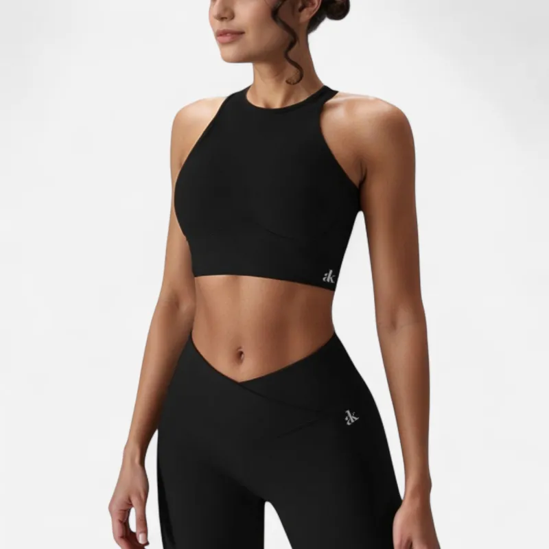Anna-Kaci Active Women's High Neck Racerback Sports Crop Top with Seamless Compression Fit sold by Anna-Kaci