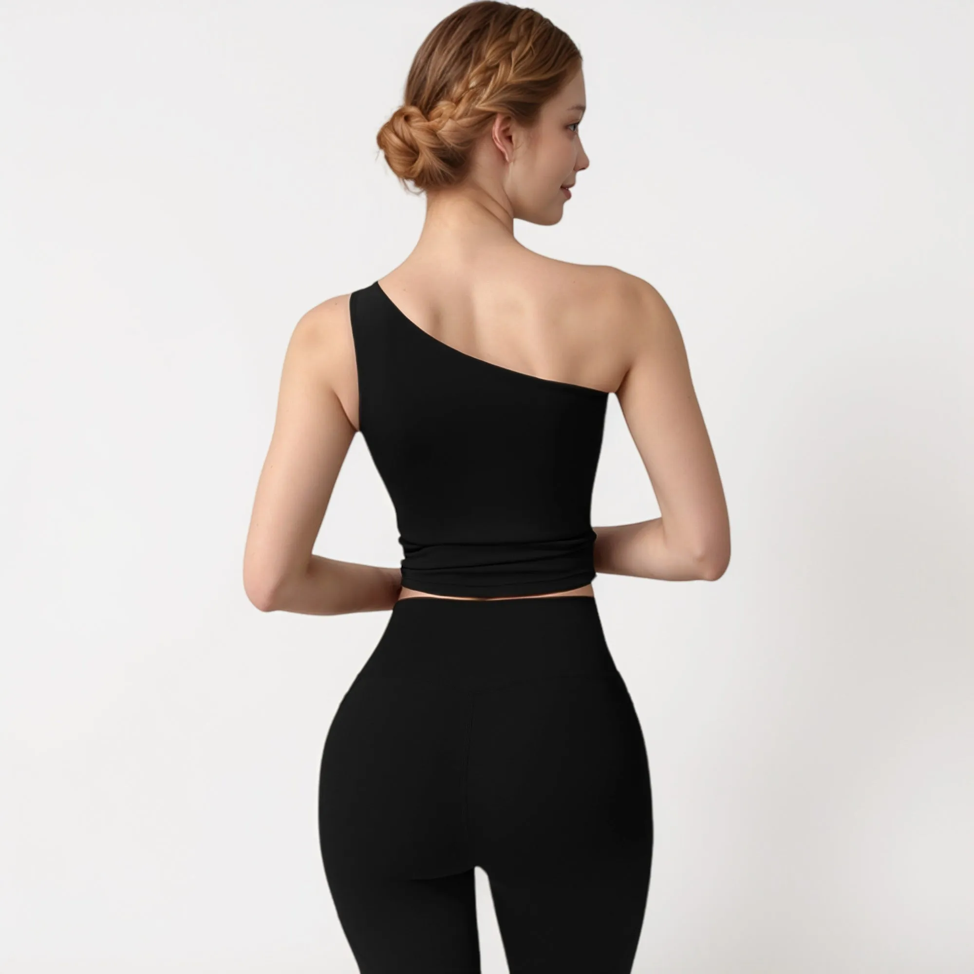 Anna-Kaci Active Women's One Shoulder Cropped Active Tank Top with Asymmetrical Neckline sold by Anna-Kaci product image thumbnail 4