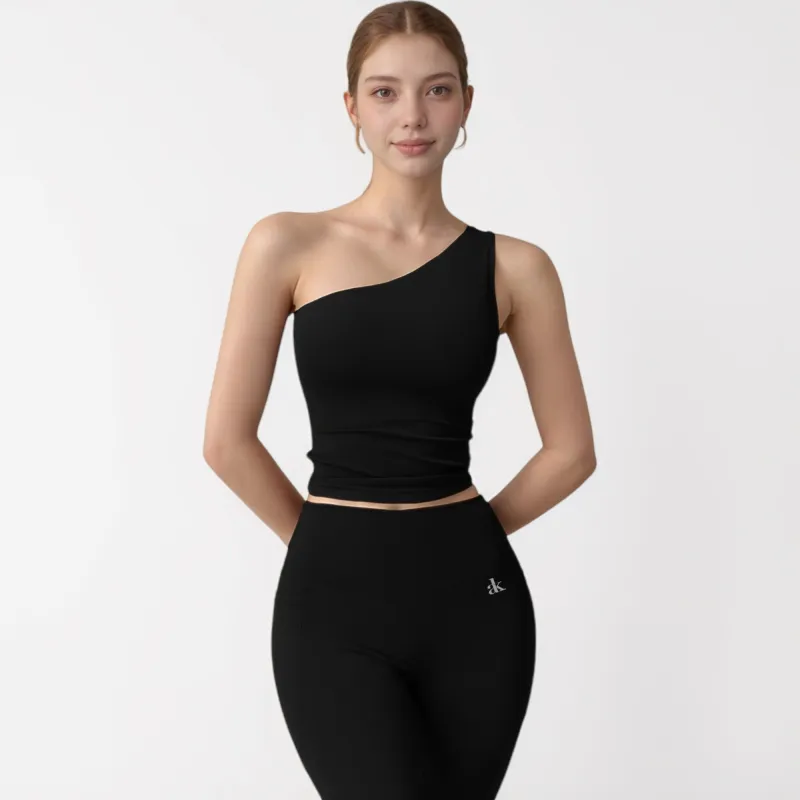 Anna-Kaci Active Women's One Shoulder Cropped Active Tank Top with Asymmetrical Neckline sold by Anna-Kaci