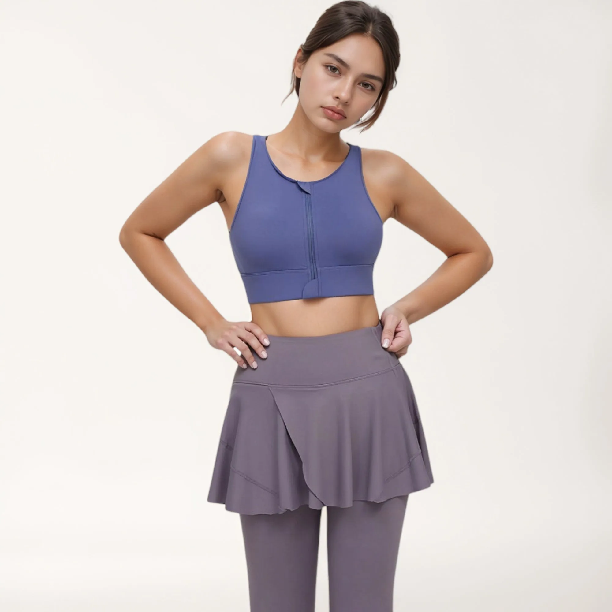 Anna-Kaci Women's Front Zip Sports Crop Top with Scoop Neck and Wide Straps for Support sold by Anna-Kaci product image thumbnail 5