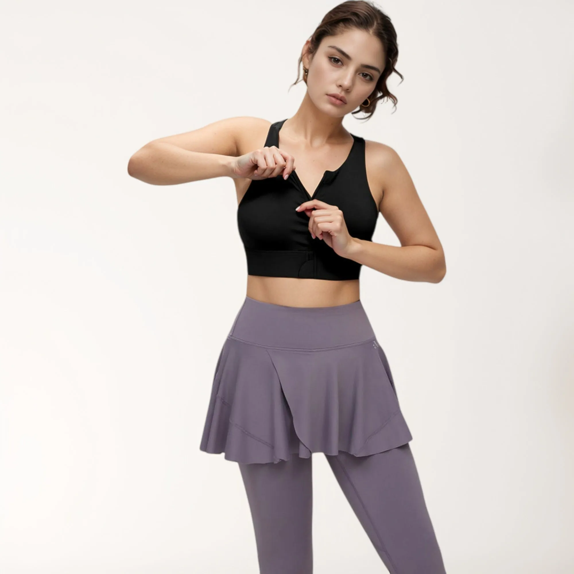 Anna-Kaci Women's Front Zip Sports Crop Top with Scoop Neck and Wide Straps for Support sold by Anna-Kaci product image thumbnail 2