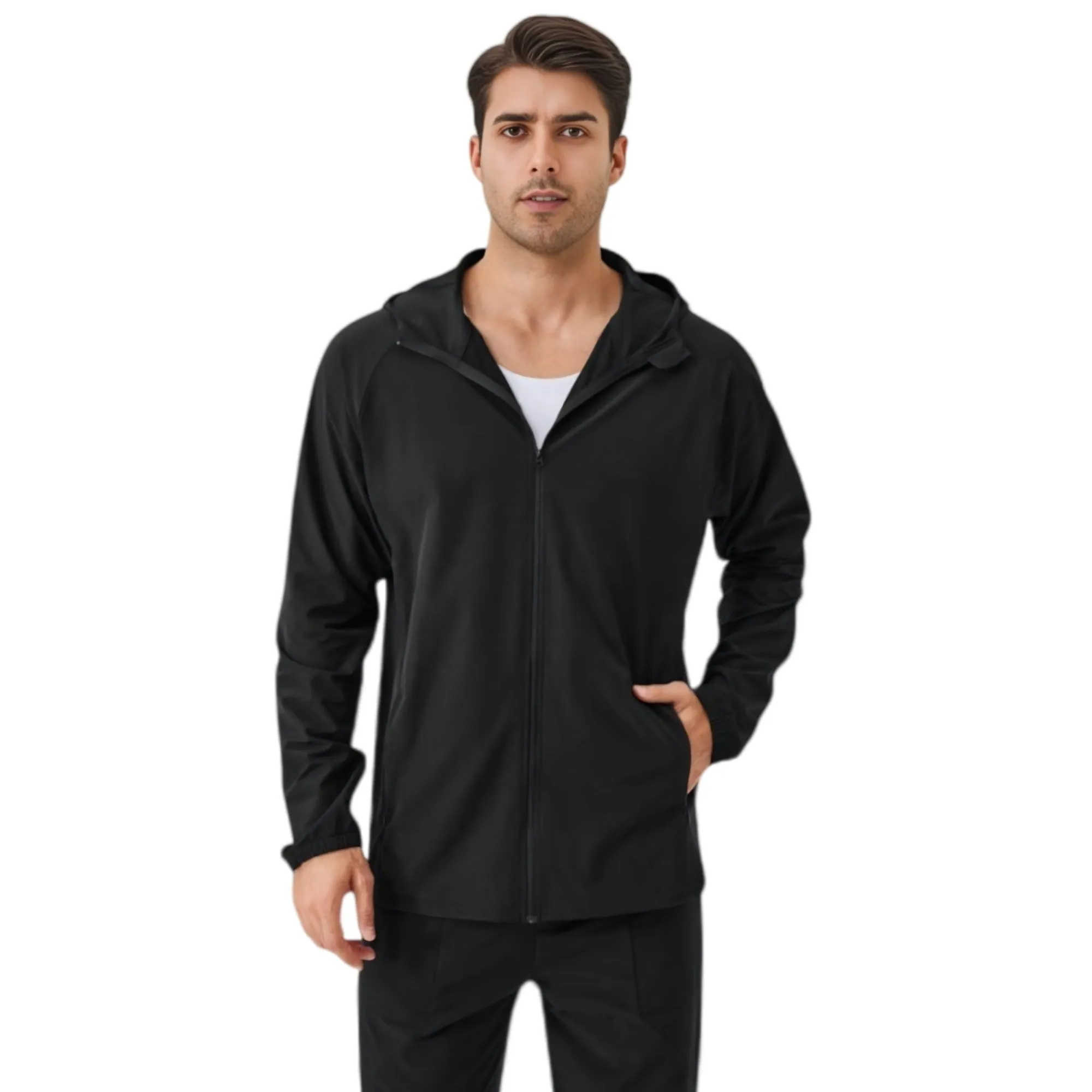 Anna-Kaci Active Men's Lightweight Zip-Up Hoodie Jacket with Adjustable Hood and Side Pockets sold by Anna-Kaci product image thumbnail 4