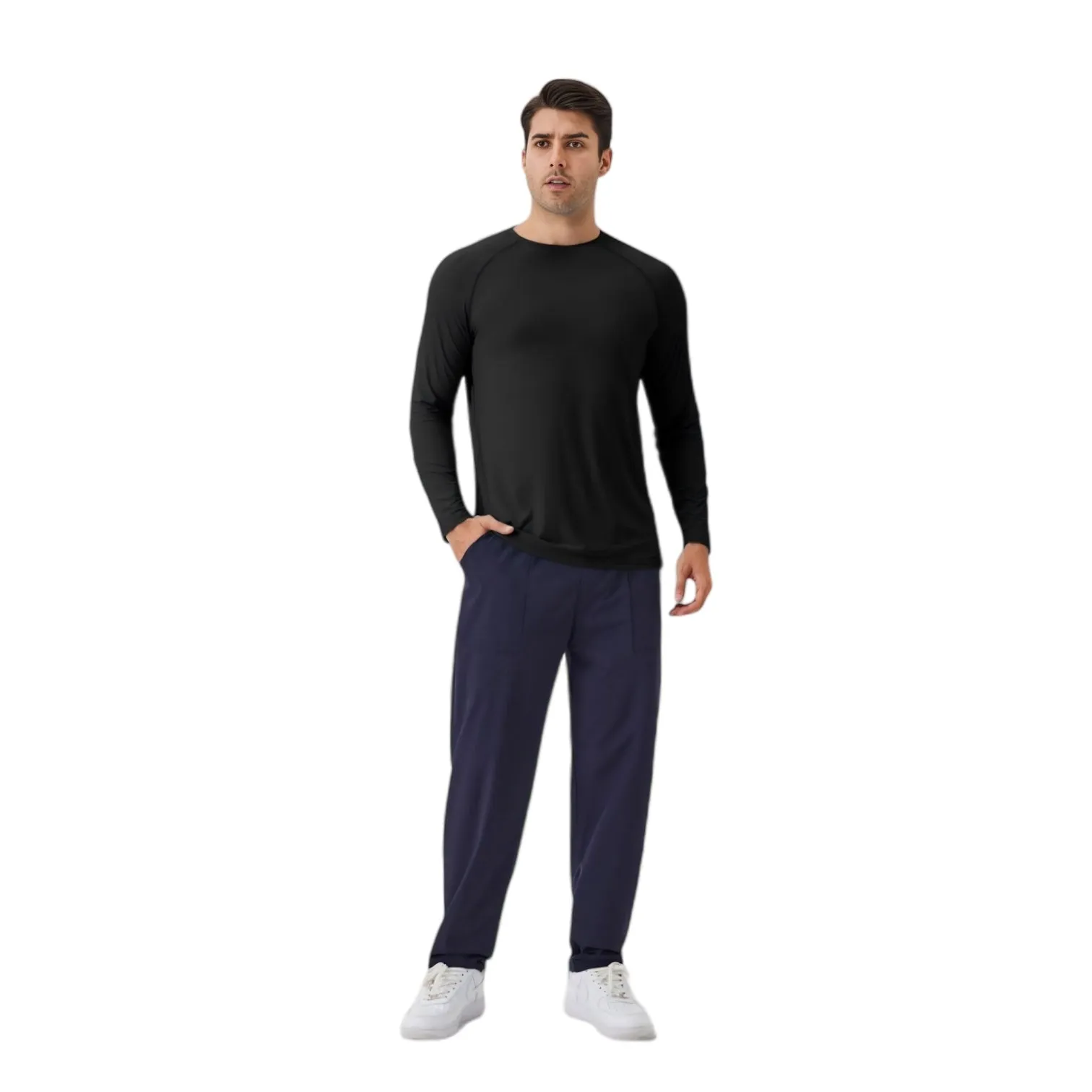 Anna-Kaci Active Men's Long Sleeve Performance Shirt with Raglan Sleeves and Lightweight Stretch Fabric sold by Anna-Kaci product image thumbnail 5