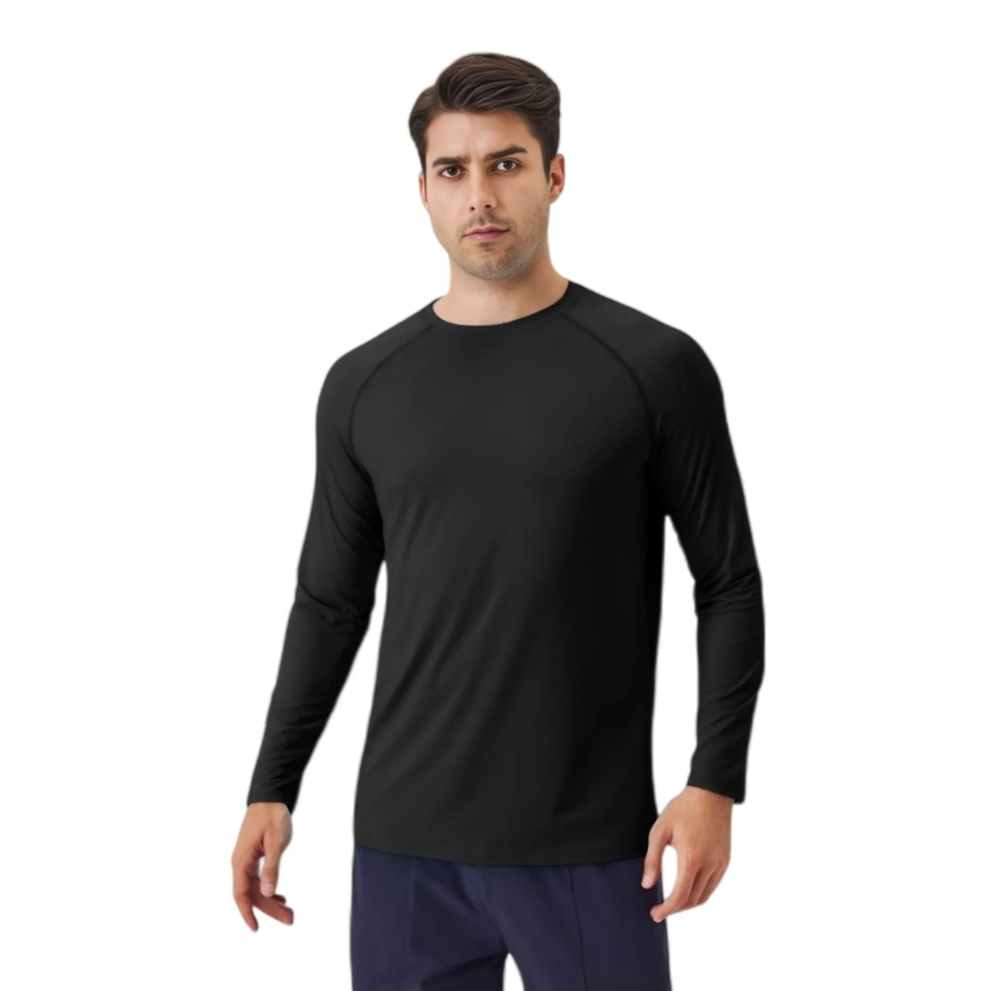 Anna-Kaci Active Men's Long Sleeve Performance Shirt with Raglan Sleeves and Lightweight Stretch Fabric sold by Anna-Kaci product image thumbnail 2