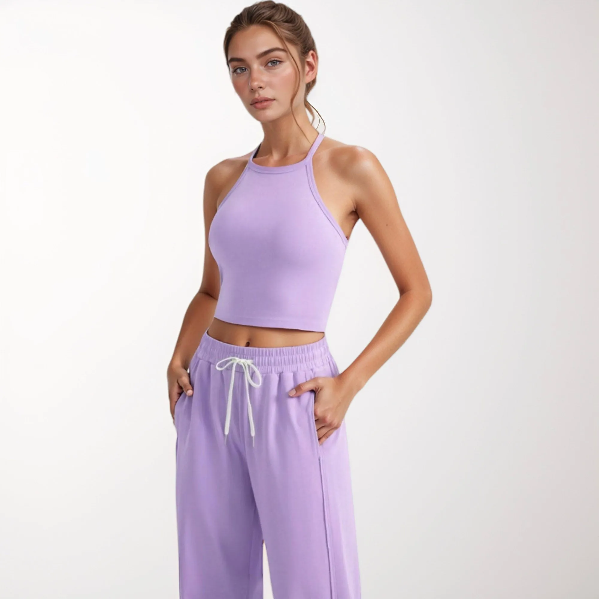 Anna-Kaci Active Women's High Neck Cropped Tank Top with Racer Style Straps and Seamless Fit for Active and Casual Wear sold by Anna-Kaci product image thumbnail 3