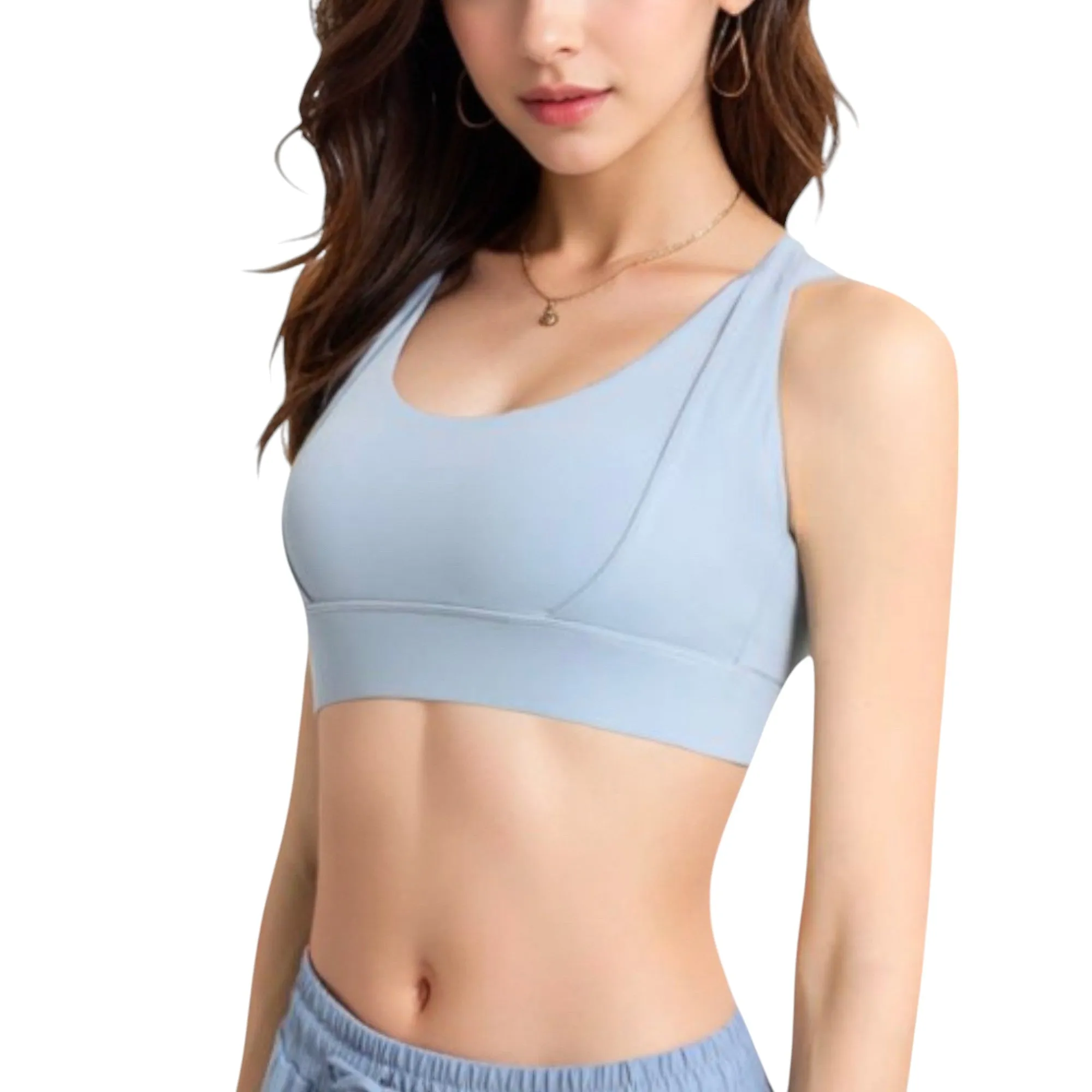 Anna-Kaci Active Women's Scoop Neck Active Sports Bra with Wide Adjustable Straps and Seam Detailing sold by Anna-Kaci