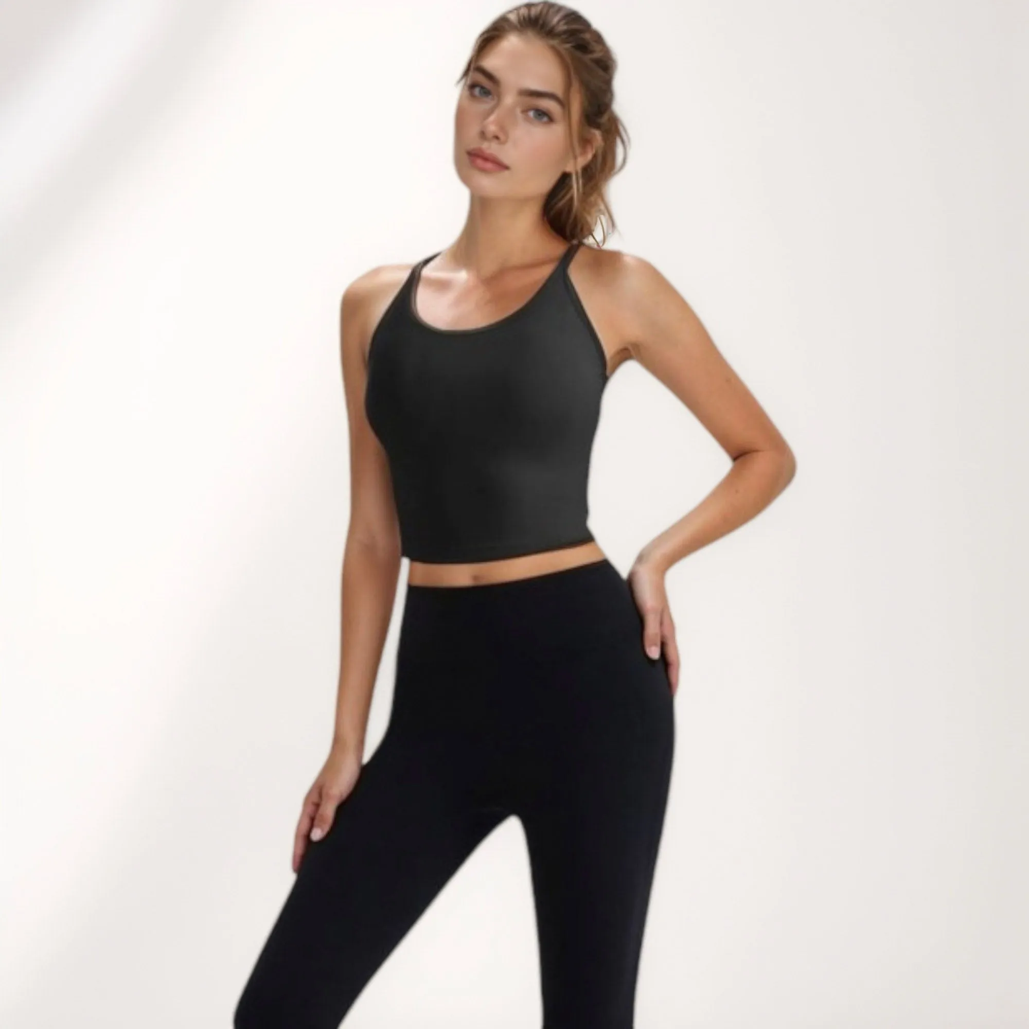 Anna-Kaci Active Women's V-Neck Cropped Tank Top with Spaghetti Straps and Built-In Bra for Yoga and Everyday Comfort sold by Anna-Kaci product image thumbnail 4
