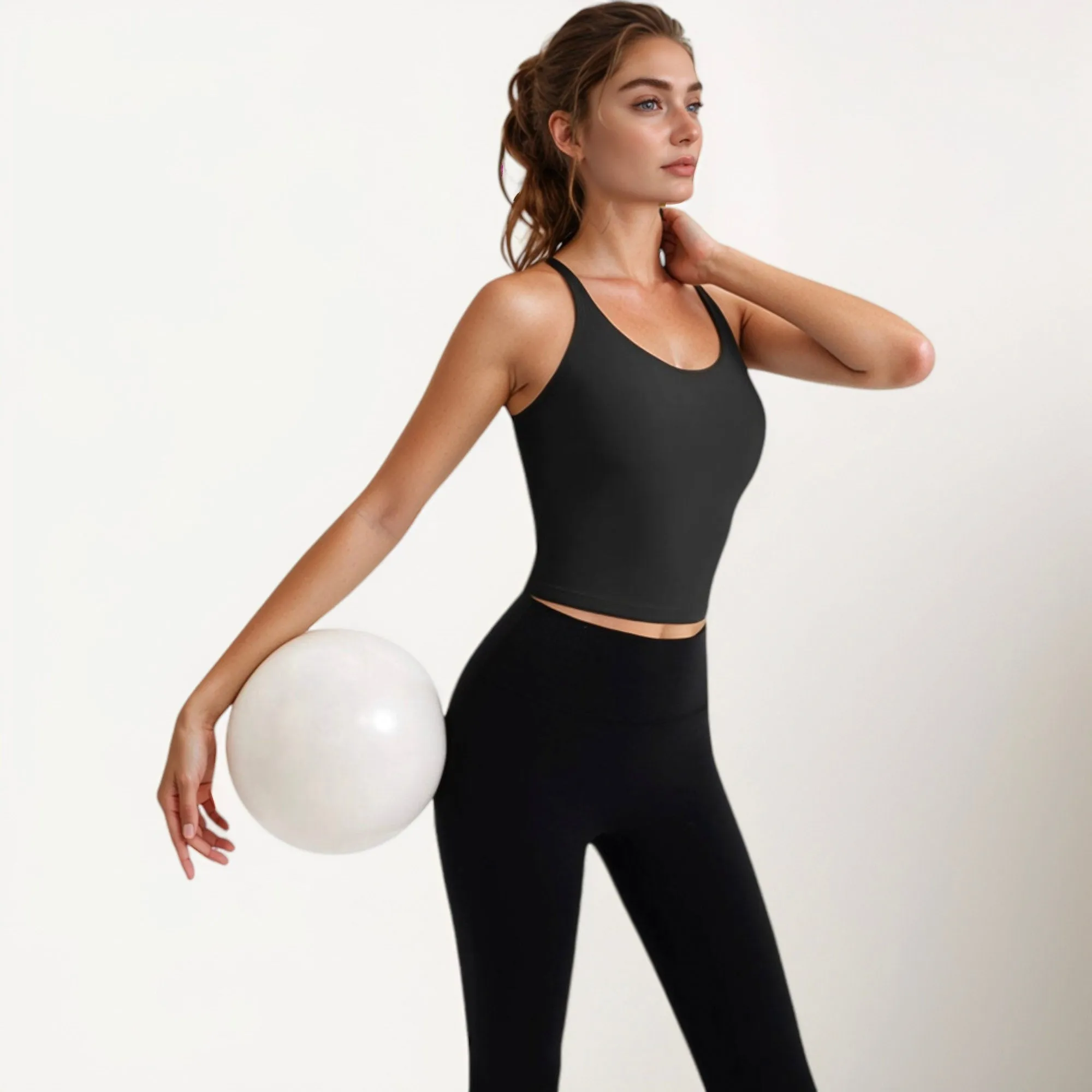 Anna-Kaci Active Women's V-Neck Cropped Tank Top with Spaghetti Straps and Built-In Bra for Yoga and Everyday Comfort sold by Anna-Kaci product image thumbnail 3