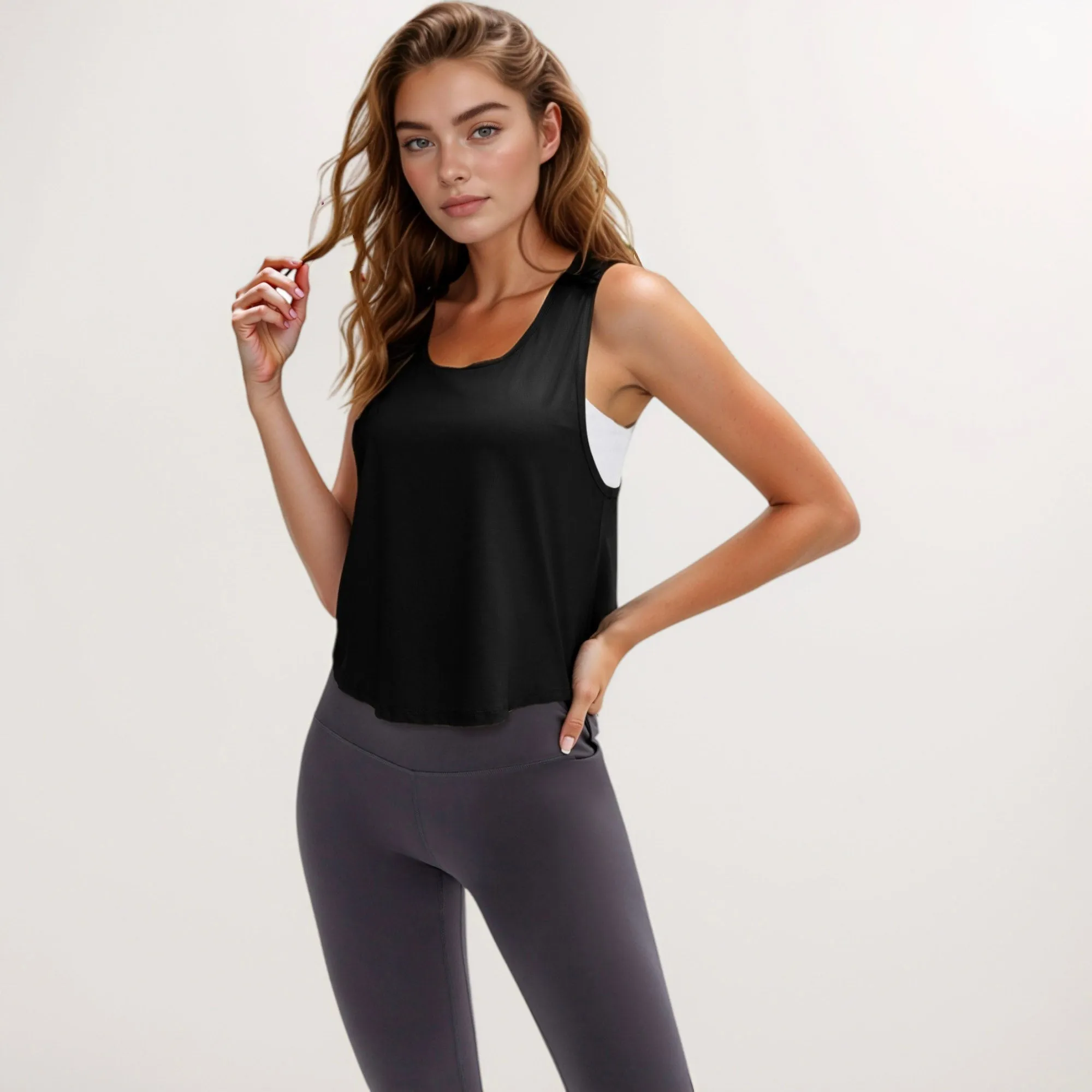 Anna-Kaci Active Women's Sleeveless Scoop Neck Cropped Tank Top for Workout and Casual Layering sold by Anna-Kaci product image thumbnail 3