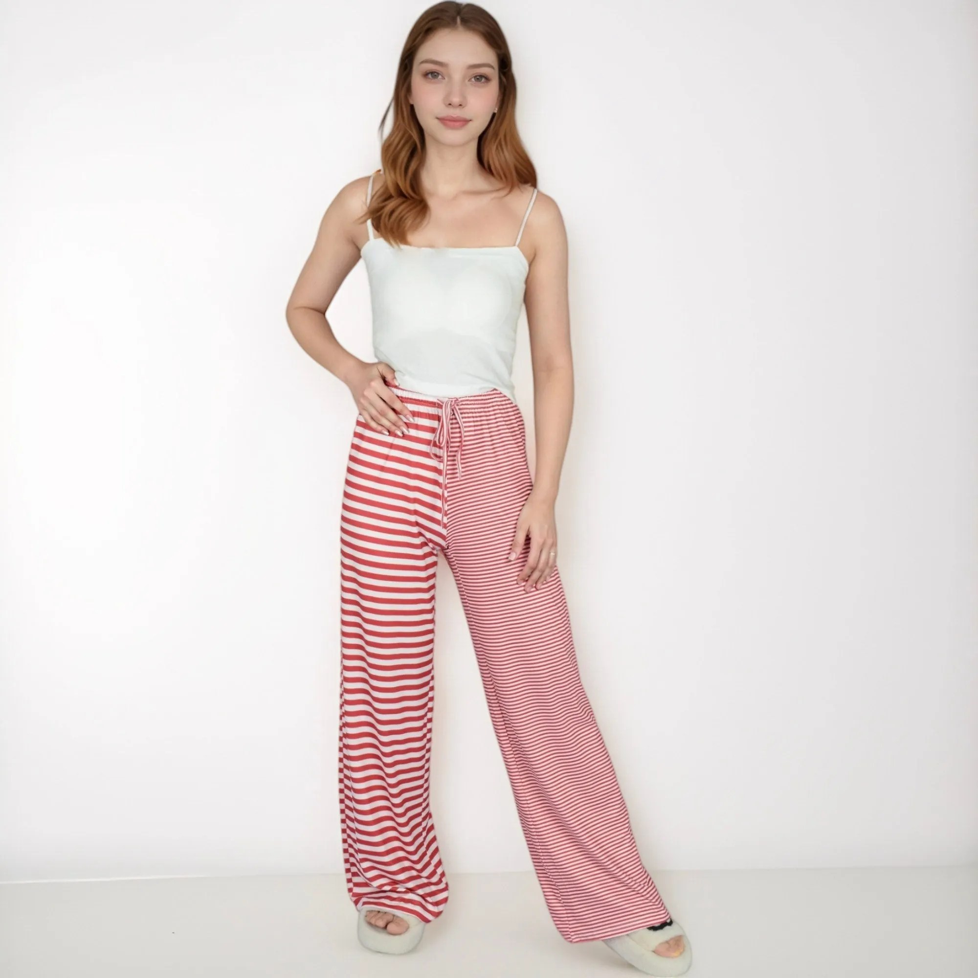 Anna-Kaci Lounge Women's Striped Drawstring Lounge Pants with Wide Leg and Soft Stretch Fabric sold by Anna-Kaci product image thumbnail 2