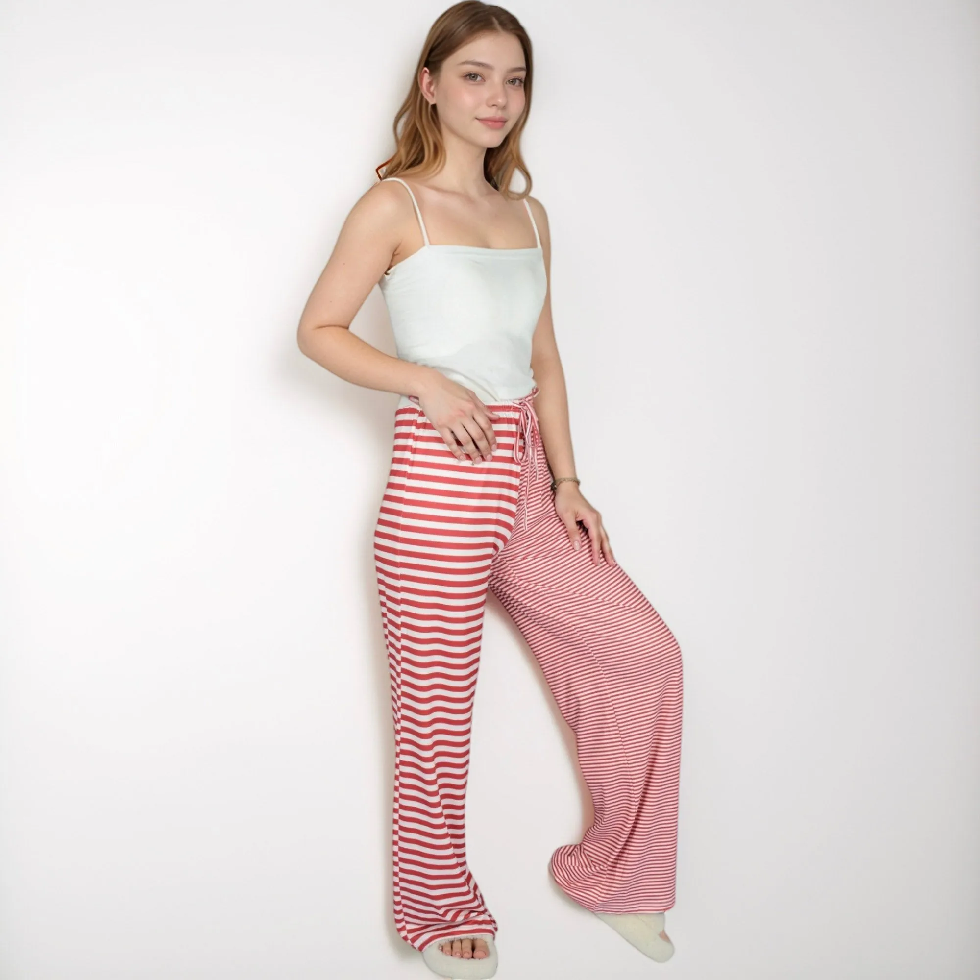 Anna-Kaci Lounge Women's Striped Drawstring Lounge Pants with Wide Leg and Soft Stretch Fabric sold by Anna-Kaci product image thumbnail 3