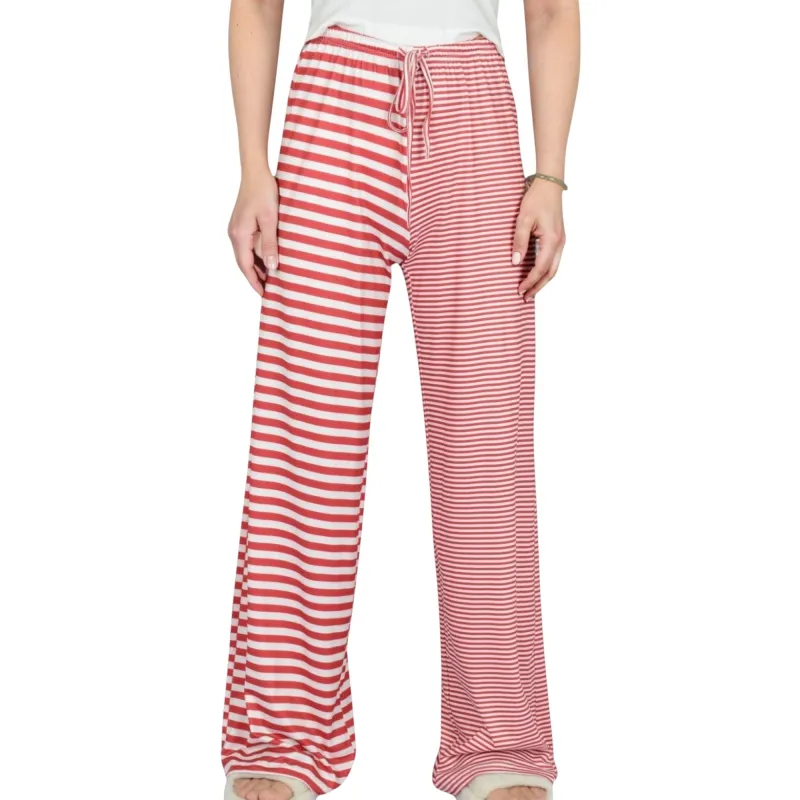 Anna-Kaci Lounge Women's Striped Drawstring Lounge Pants with Wide Leg and Soft Stretch Fabric sold by Anna-Kaci