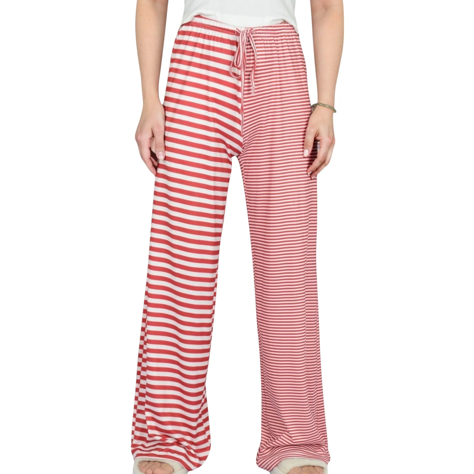 Anna-Kaci Lounge Women's Striped Drawstring Lounge Pants with Wide Leg and Soft Stretch Fabric sold by Anna-Kaci