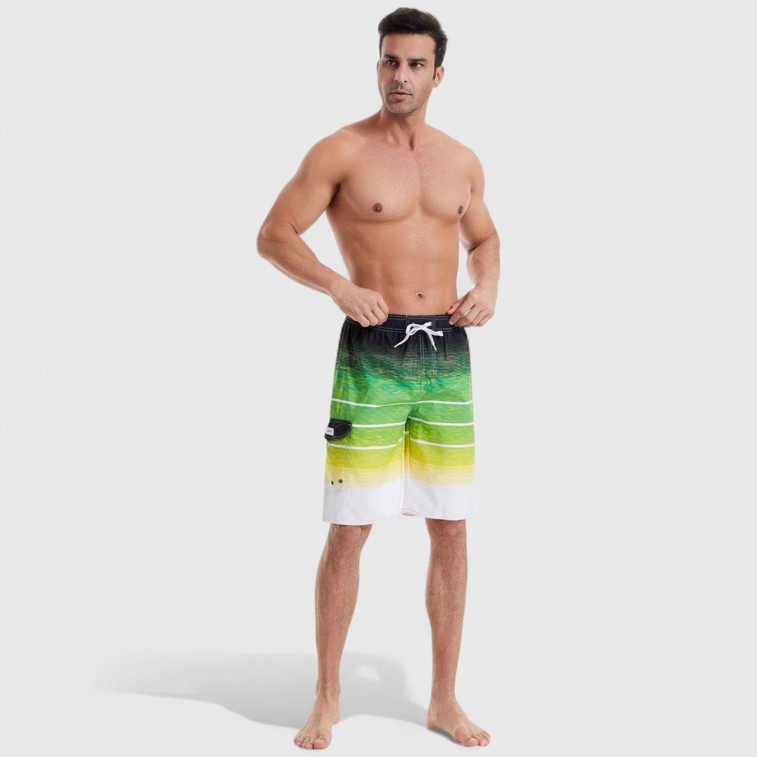 Anna-Kaci Men's Stripe Swim Shorts with Cargo Pocket and Adjustable Drawstring Waist sold by Anna-Kaci product image thumbnail 3