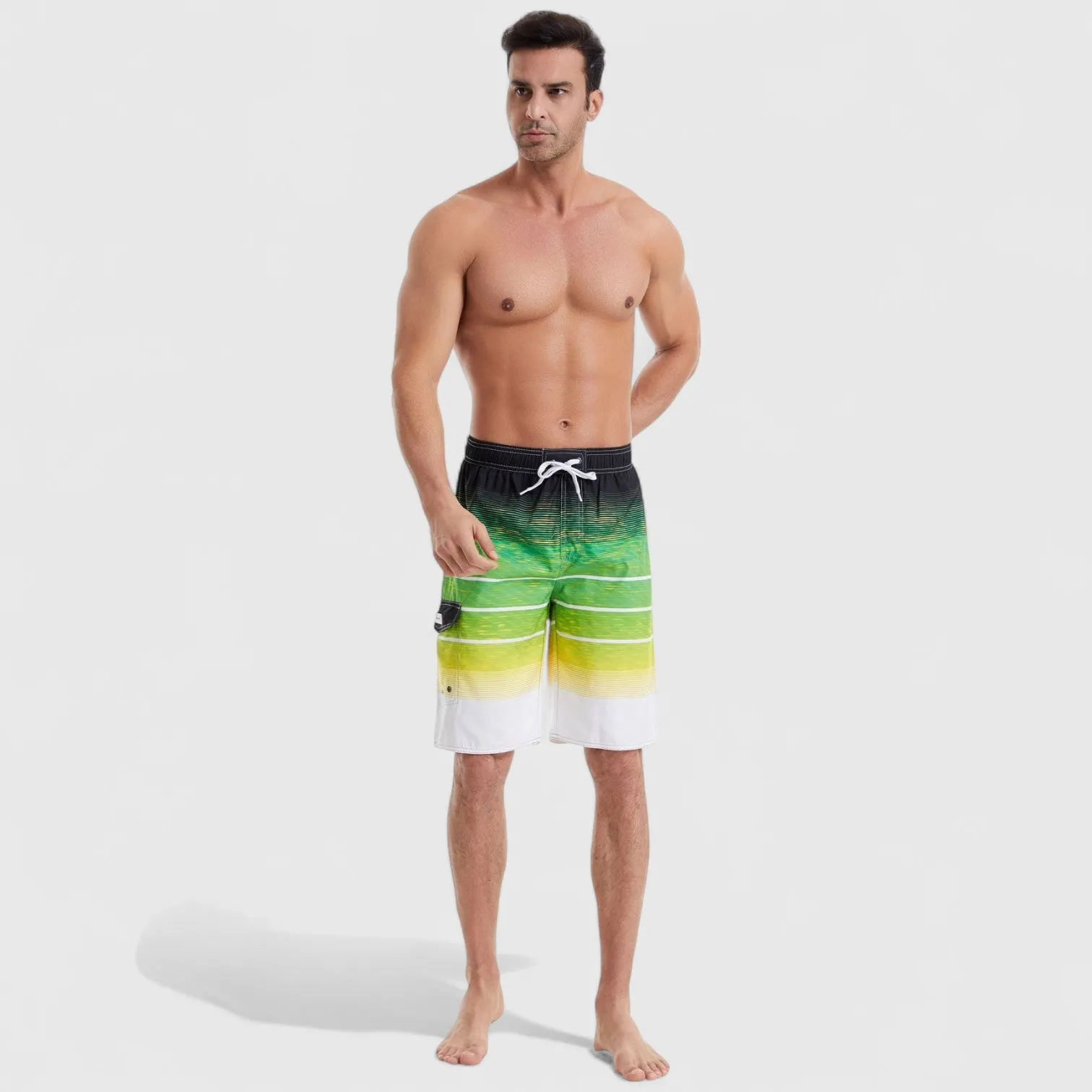 Anna-Kaci Men's Stripe Swim Shorts with Cargo Pocket and Adjustable Drawstring Waist sold by Anna-Kaci product image thumbnail 4