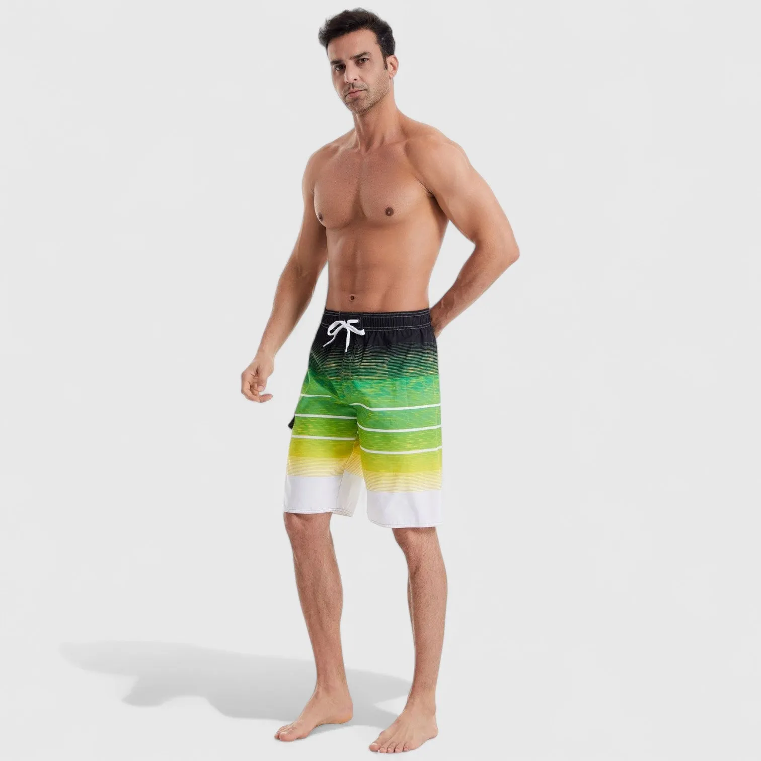 Anna-Kaci Men's Stripe Swim Shorts with Cargo Pocket and Adjustable Drawstring Waist sold by Anna-Kaci product image thumbnail 5