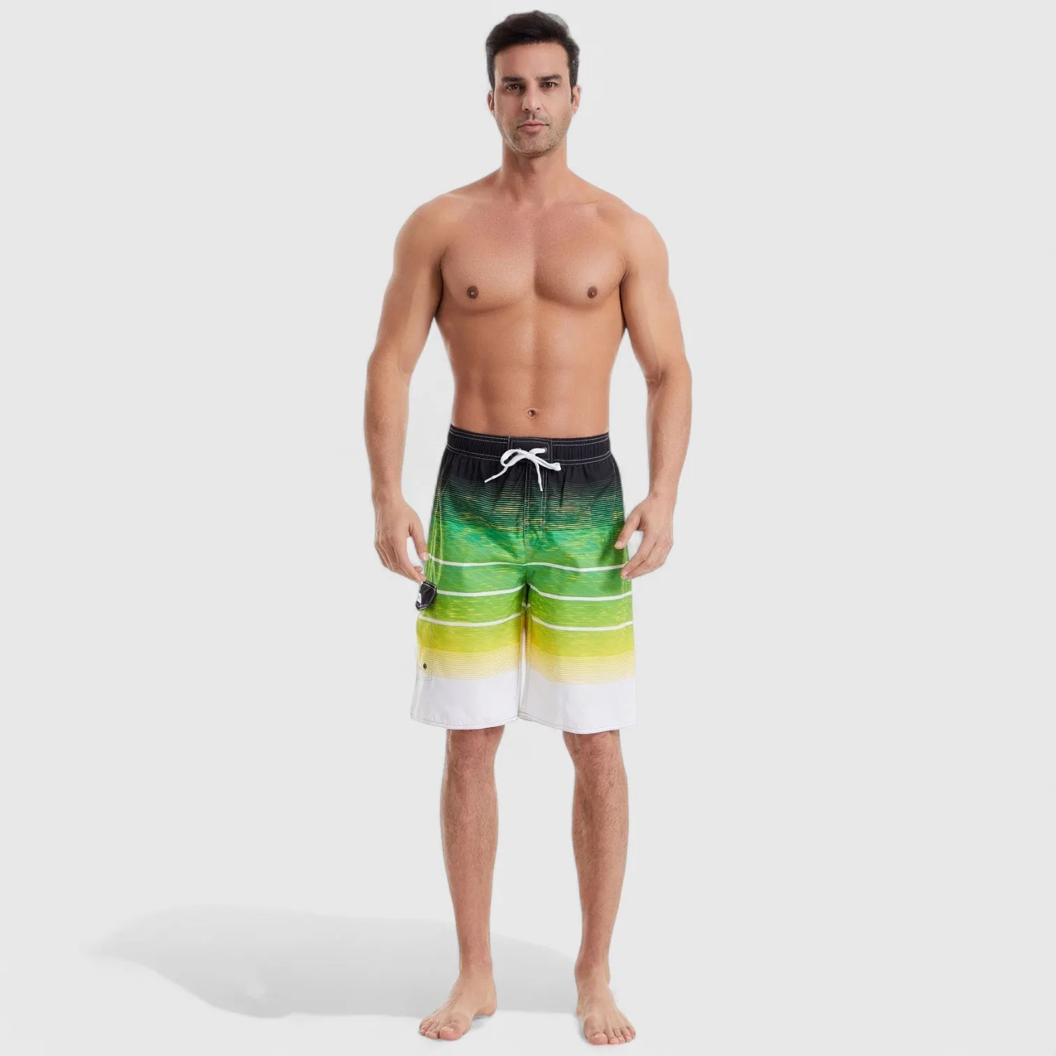 Anna-Kaci Men's Stripe Swim Shorts with Cargo Pocket and Adjustable Drawstring Waist sold by Anna-Kaci product image thumbnail 2