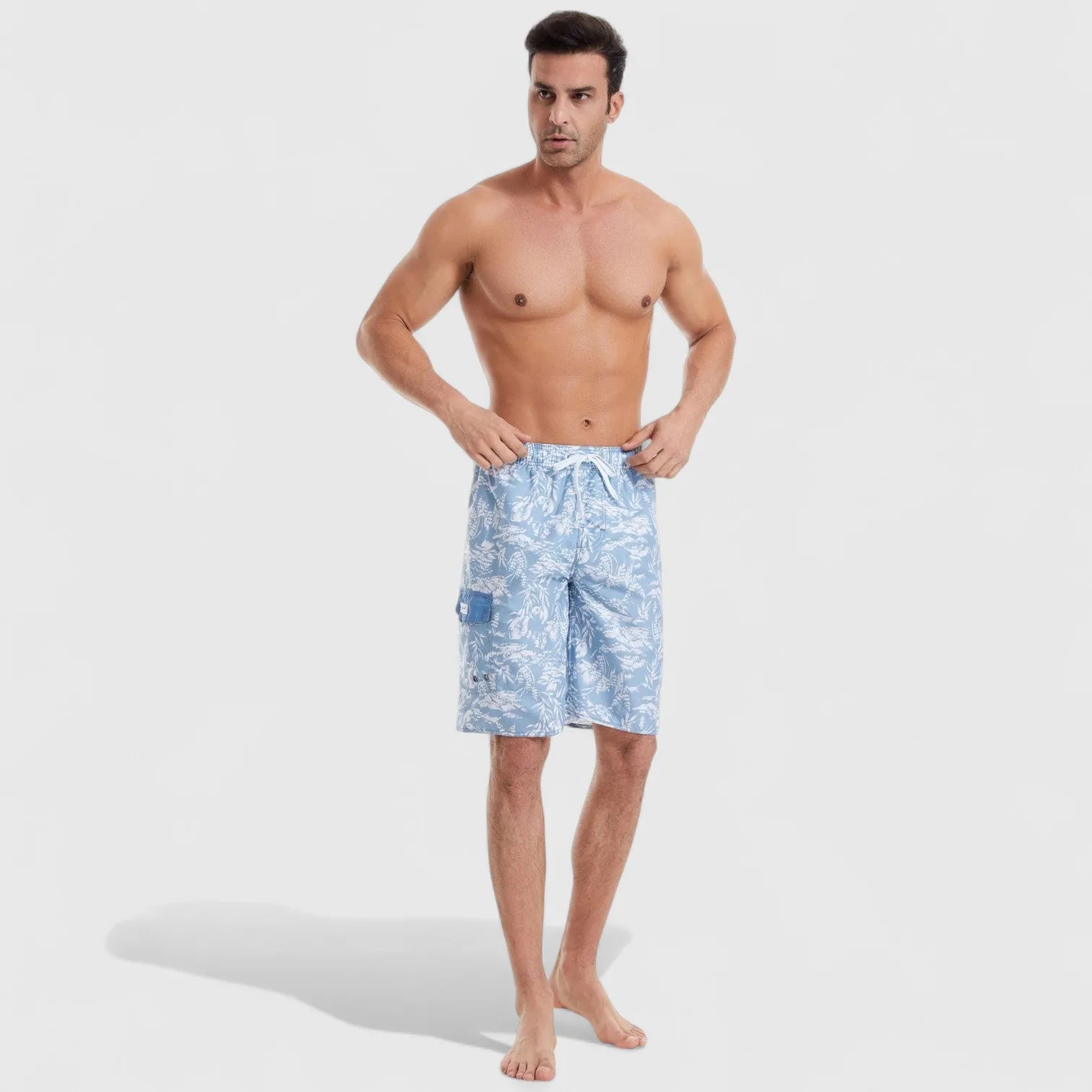 Anna-Kaci Men's Floral Print Board Shorts with Cargo Pocket and Adjustable Drawstring Waistband sold by Anna-Kaci product image thumbnail 5