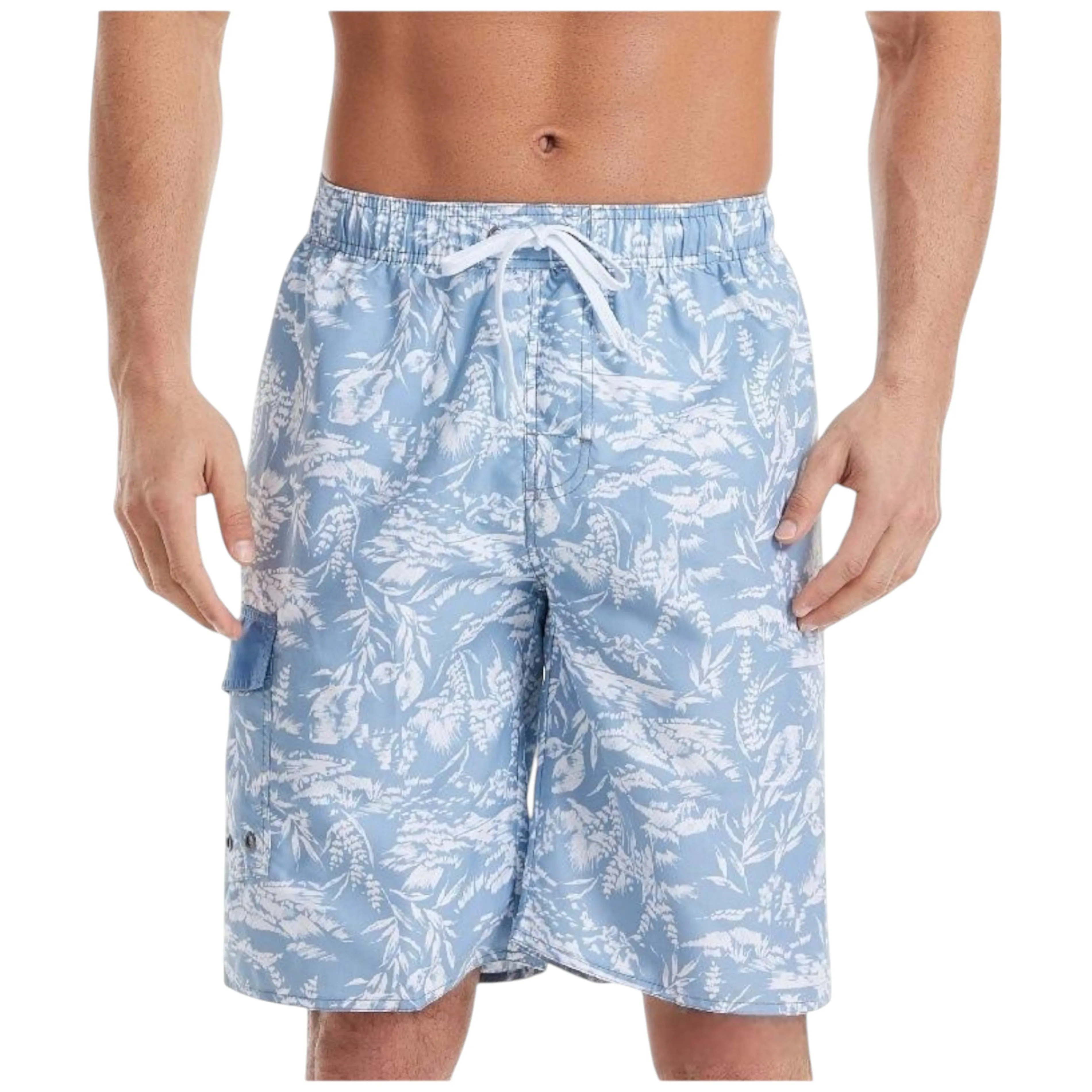 Anna-Kaci Men's Floral Print Board Shorts with Cargo Pocket and Adjustable Drawstring Waistband sold by Anna-Kaci