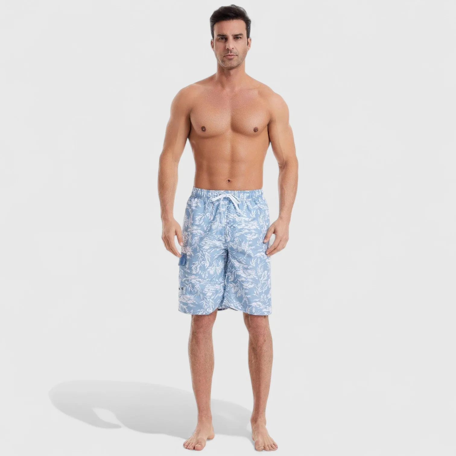 Anna-Kaci Men's Floral Print Board Shorts with Cargo Pocket and Adjustable Drawstring Waistband sold by Anna-Kaci product image thumbnail 2