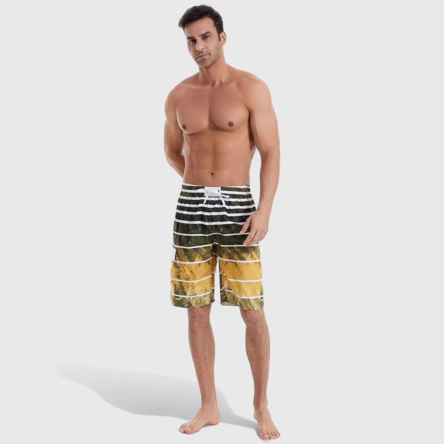 Anna-Kaci Men's Striped Ombre Board Shorts with Elastic Waistband and Drawstring Closure sold by Anna-Kaci product image thumbnail 3