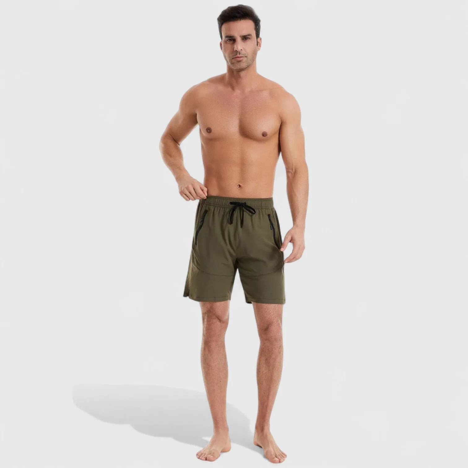 Anna-Kaci Men's Solid Performance Swim Trunks with Zip Pockets and Adjustable Drawstring Waist sold by Anna-Kaci product image thumbnail 4