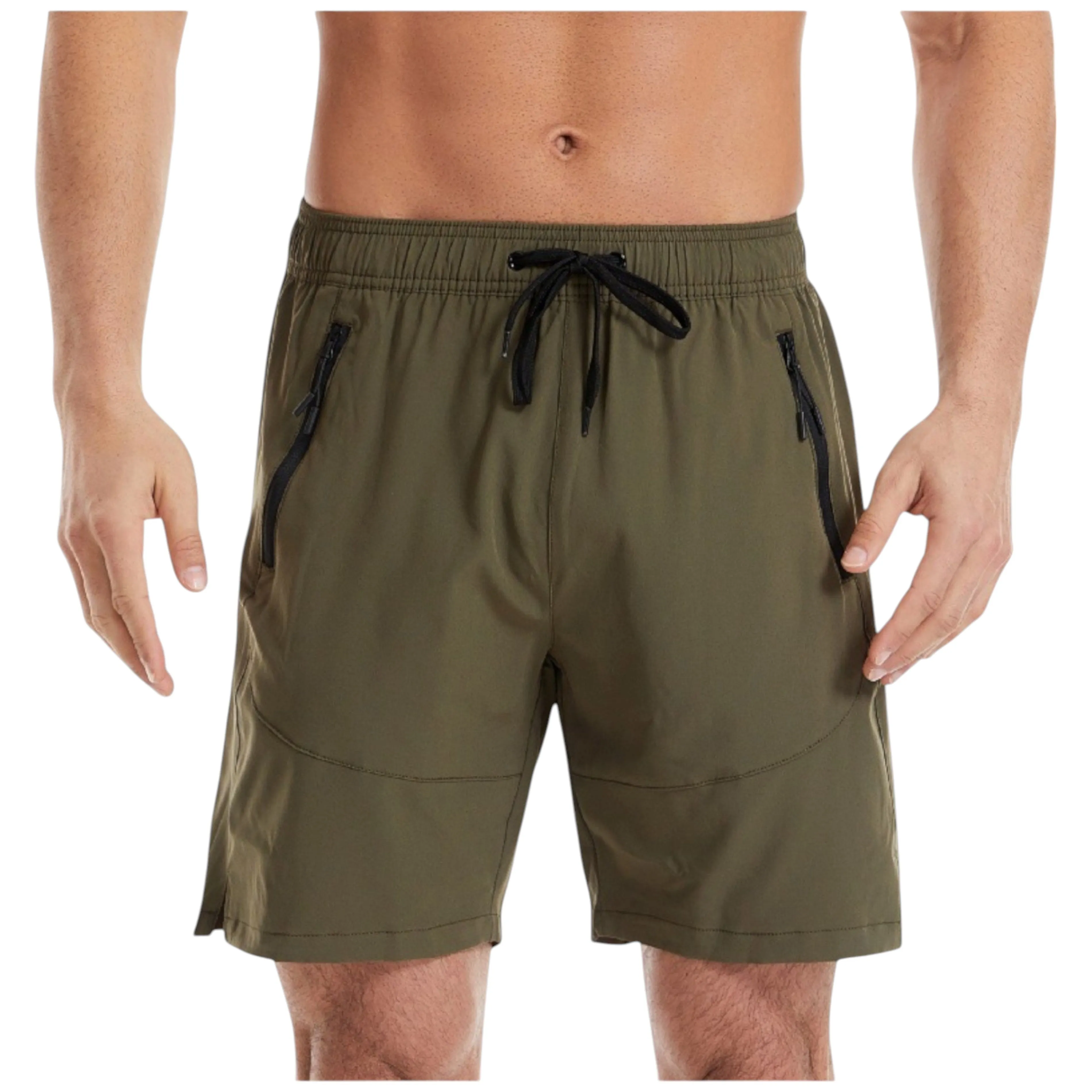Anna-Kaci Men's Solid Performance Swim Trunks with Zip Pockets and Adjustable Drawstring Waist sold by Anna-Kaci