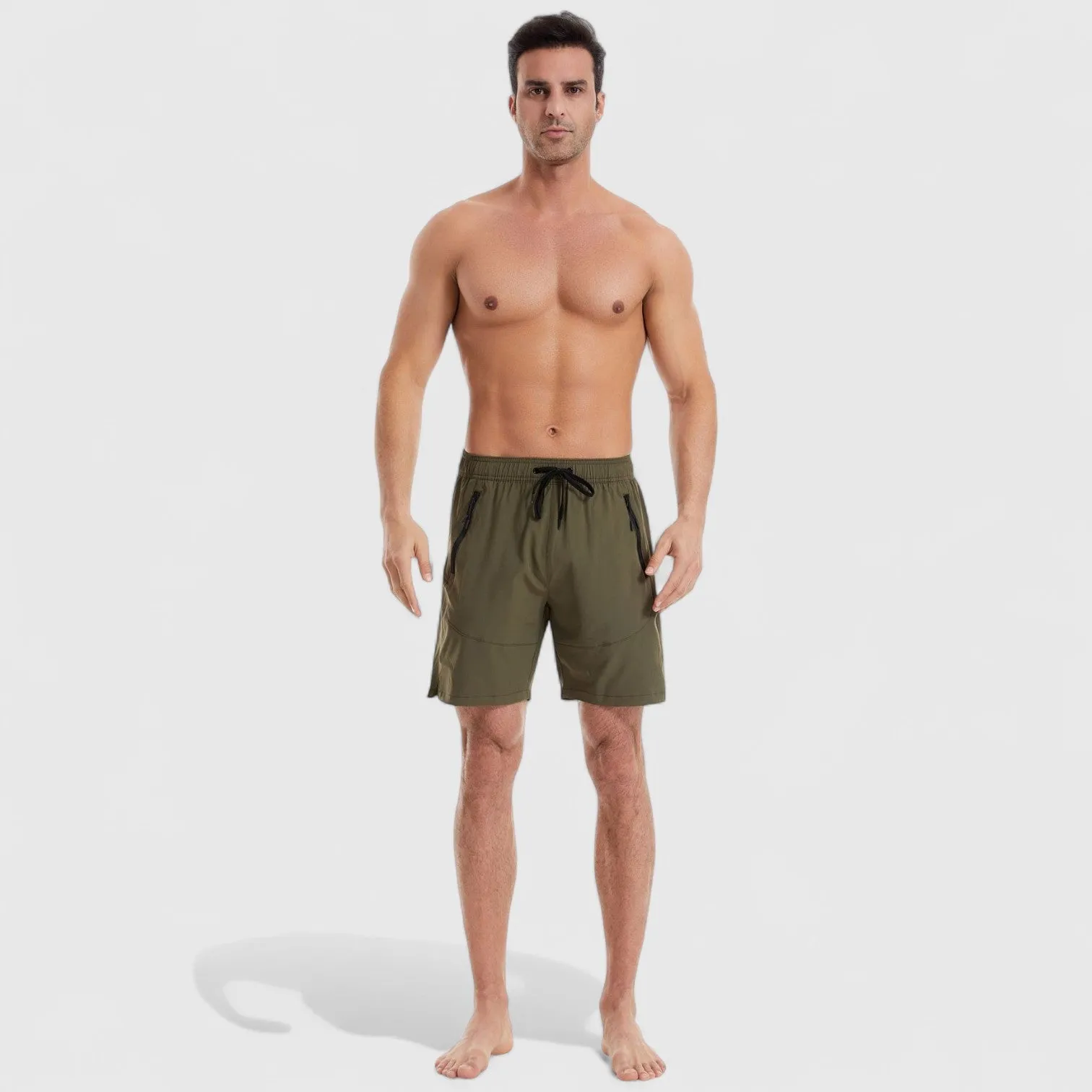 Anna-Kaci Men's Solid Performance Swim Trunks with Zip Pockets and Adjustable Drawstring Waist sold by Anna-Kaci product image thumbnail 5