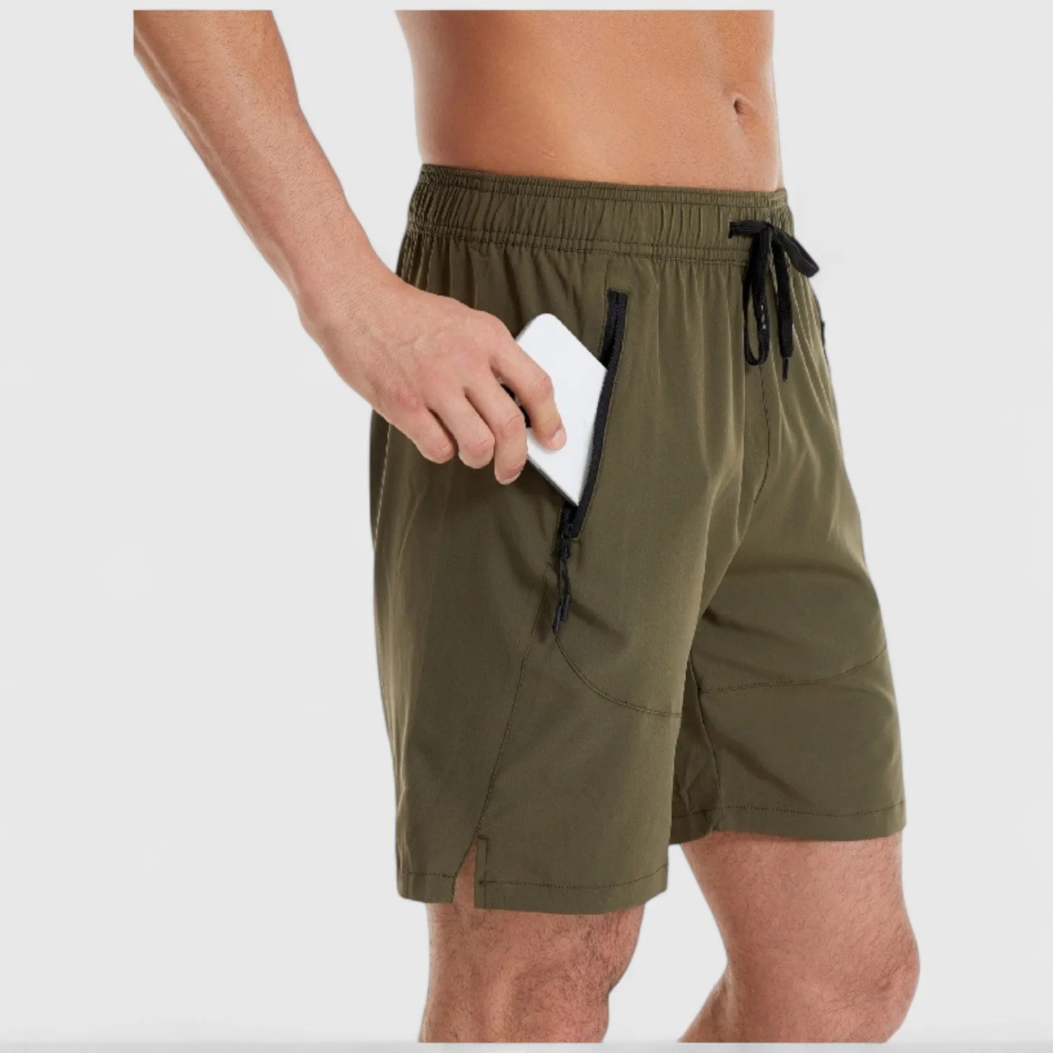 Anna-Kaci Men's Solid Performance Swim Trunks with Zip Pockets and Adjustable Drawstring Waist sold by Anna-Kaci product image thumbnail 3