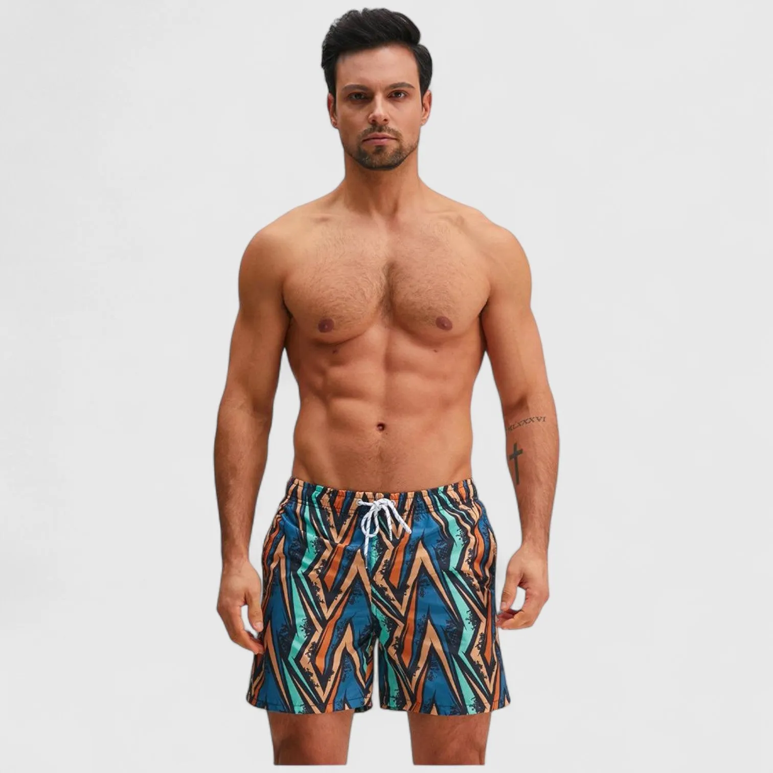 Anna-Kaci Men's Geometric Print Swim Trunks with Elastic Waistband and Side Pockets sold by Anna-Kaci product image thumbnail 2