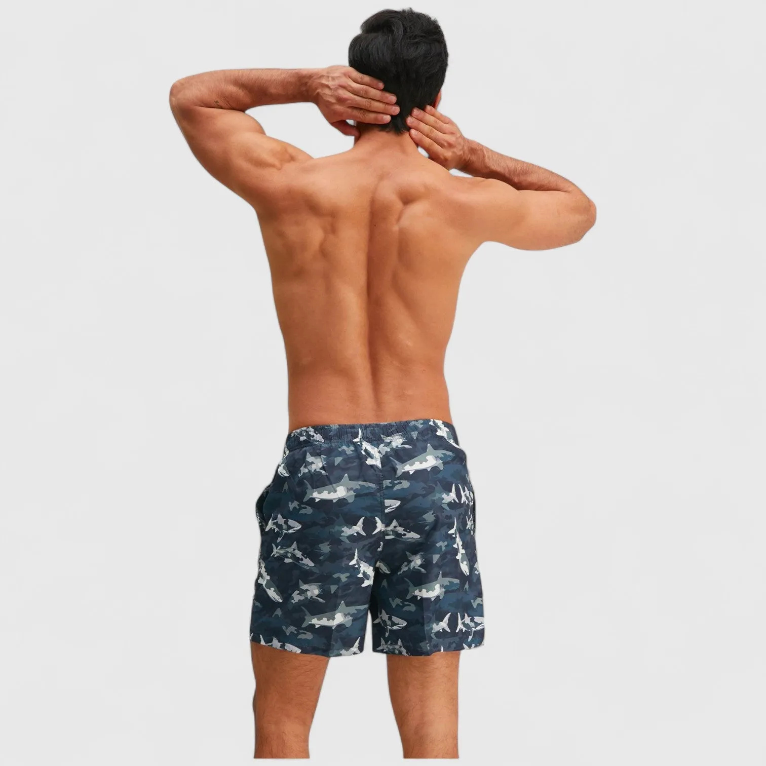 Anna-Kaci Men's Shark Camo Print Swim Trunks with Adjustable Drawstring and Side Pockets sold by Anna-Kaci product image thumbnail 4