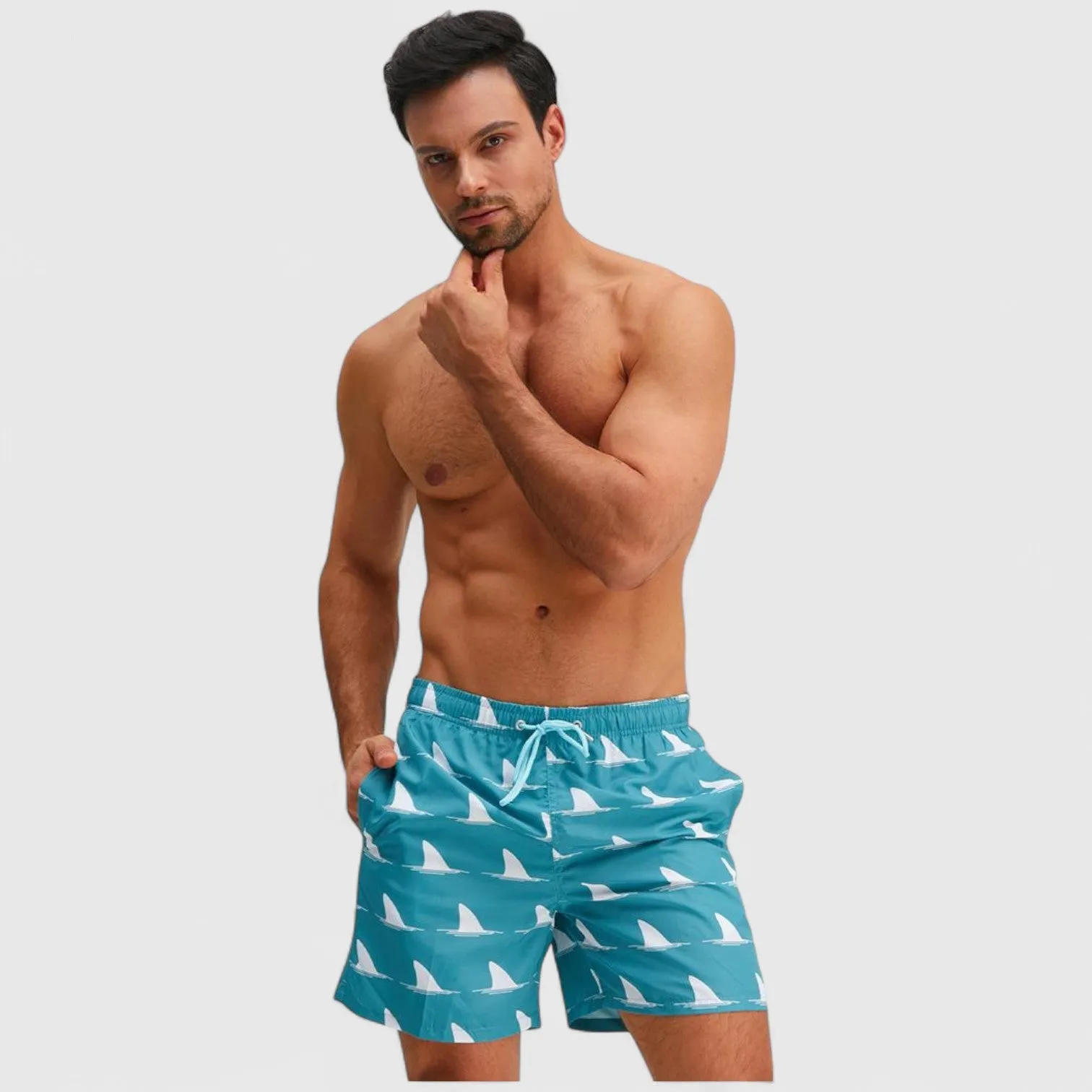 Anna-Kaci Men's Sailboat Print Swim Trunks with Adjustable Drawstring Waistband and Side Pockets sold by Anna-Kaci product image thumbnail 3