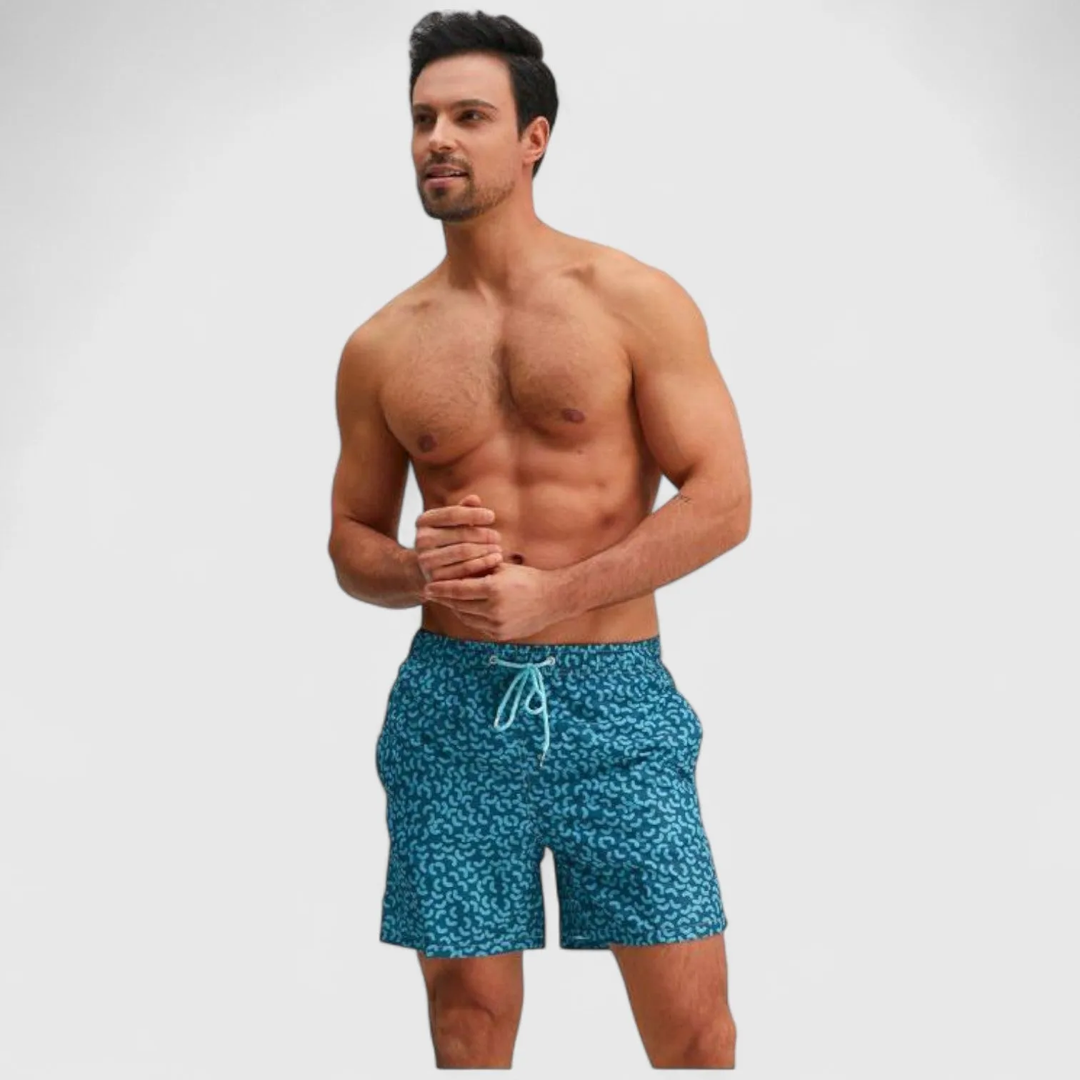 Anna-Kaci Men's Abstract Print Swim Trunks with Elastic Waistband and Adjustable Drawstring sold by Anna-Kaci product image thumbnail 5