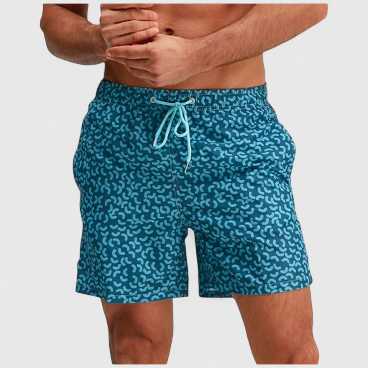 Anna-Kaci Men's Abstract Print Swim Trunks with Elastic Waistband and Adjustable Drawstring sold by Anna-Kaci product image thumbnail 2