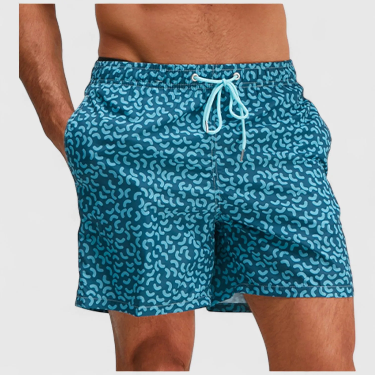 Anna-Kaci Men's Abstract Print Swim Trunks with Elastic Waistband and Adjustable Drawstring sold by Anna-Kaci product image thumbnail 3